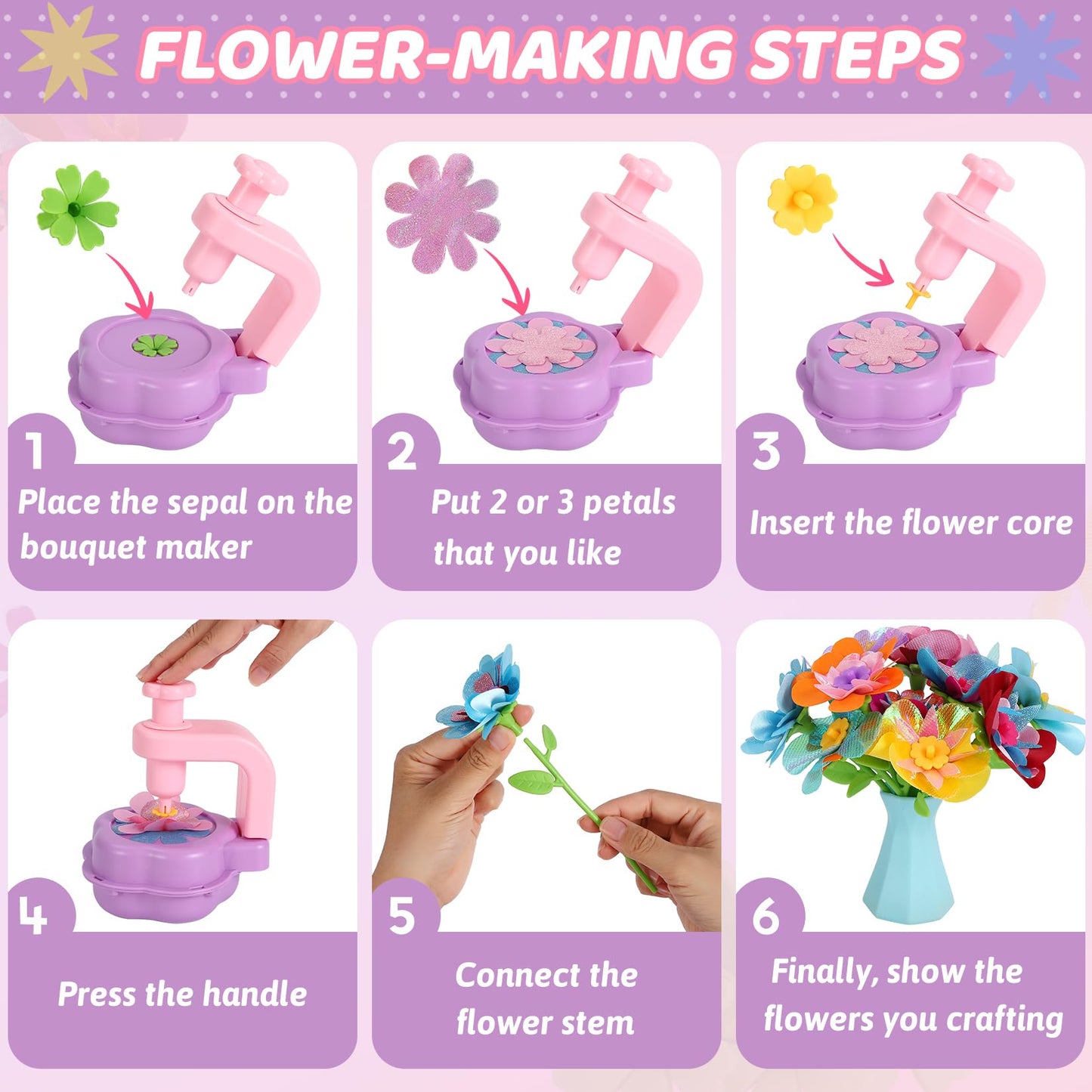DAISRED Flower Craft Kit for Kids – DIY Flower Making Toy for Ages 4-9