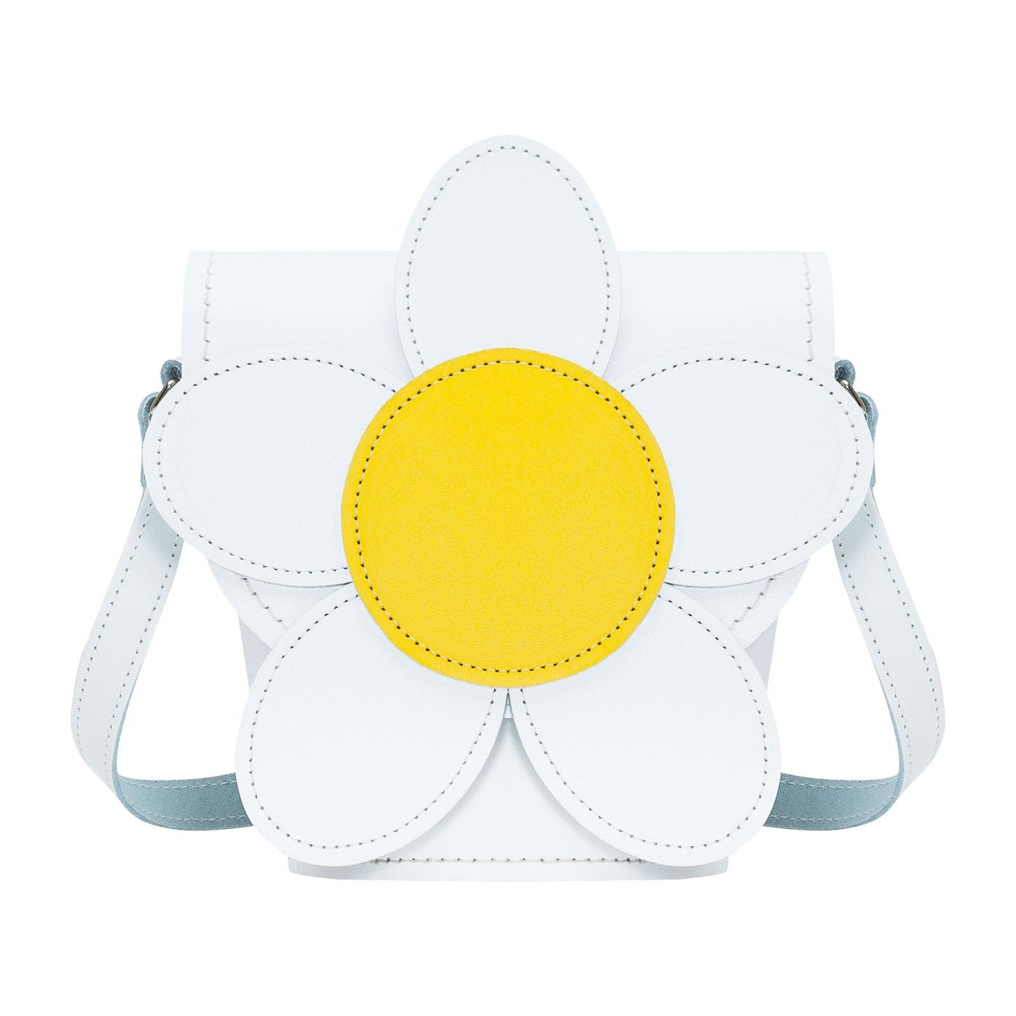 Handmade Leather Daisy Barrel Bag - White