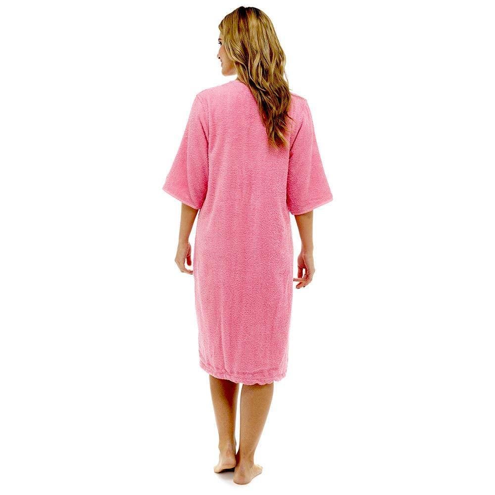 OLIVIA ROCCO Women's Terry Towelling Zip-Through Bathrobe 100% Cotton Ultra Absorbent