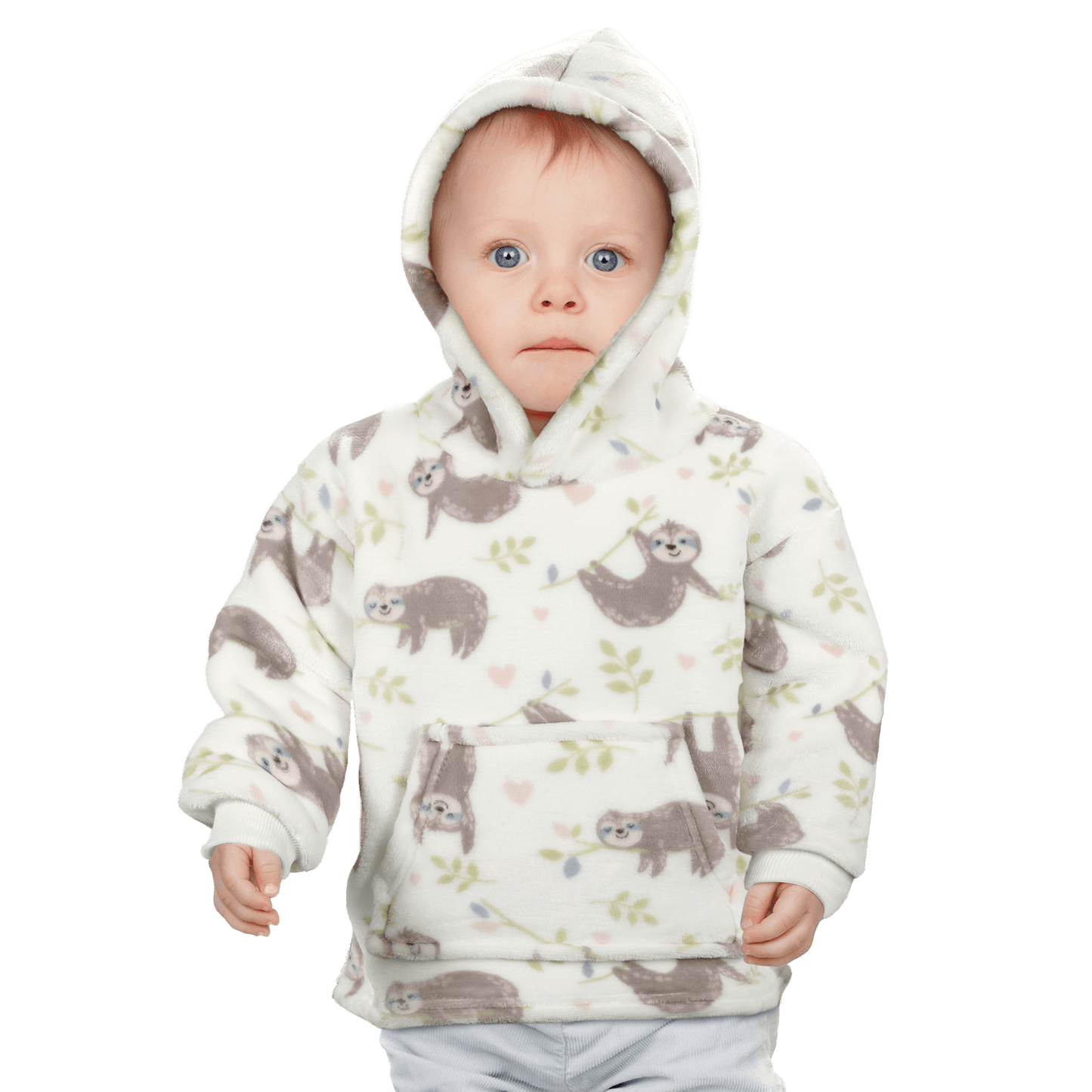OLIVIA ROCCO Daisy Dreamer Kids Hoodie Blanket Safari Sloth Wearable Sweatshirt for Cosy Home Layering