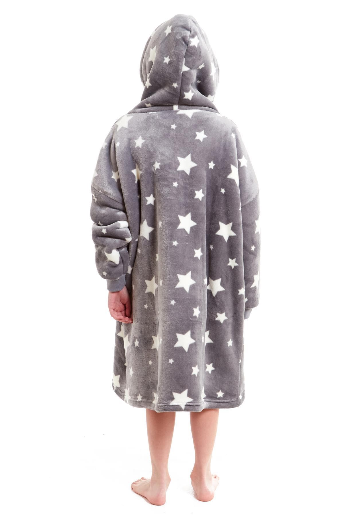 OLIVIA ROCCO Kids Oversized Hooded Fleece Blanket With Sherpa Fur Elastic Cuffs Easy-Care Sofa and Bedroom Throw