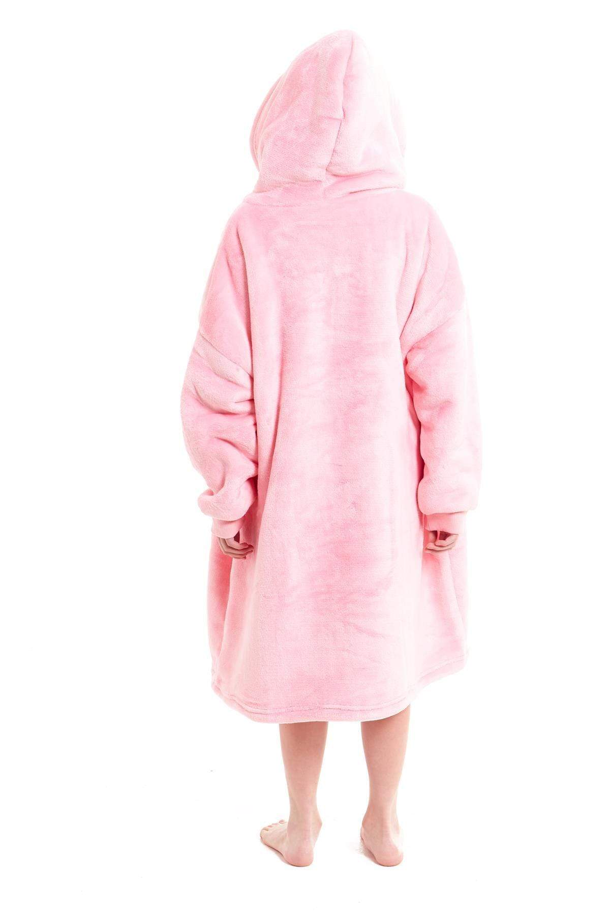 OLIVIA ROCCO Kids Oversized Hooded Fleece Blanket With Sherpa Fur Elastic Cuffs Easy-Care Sofa and Bedroom Throw