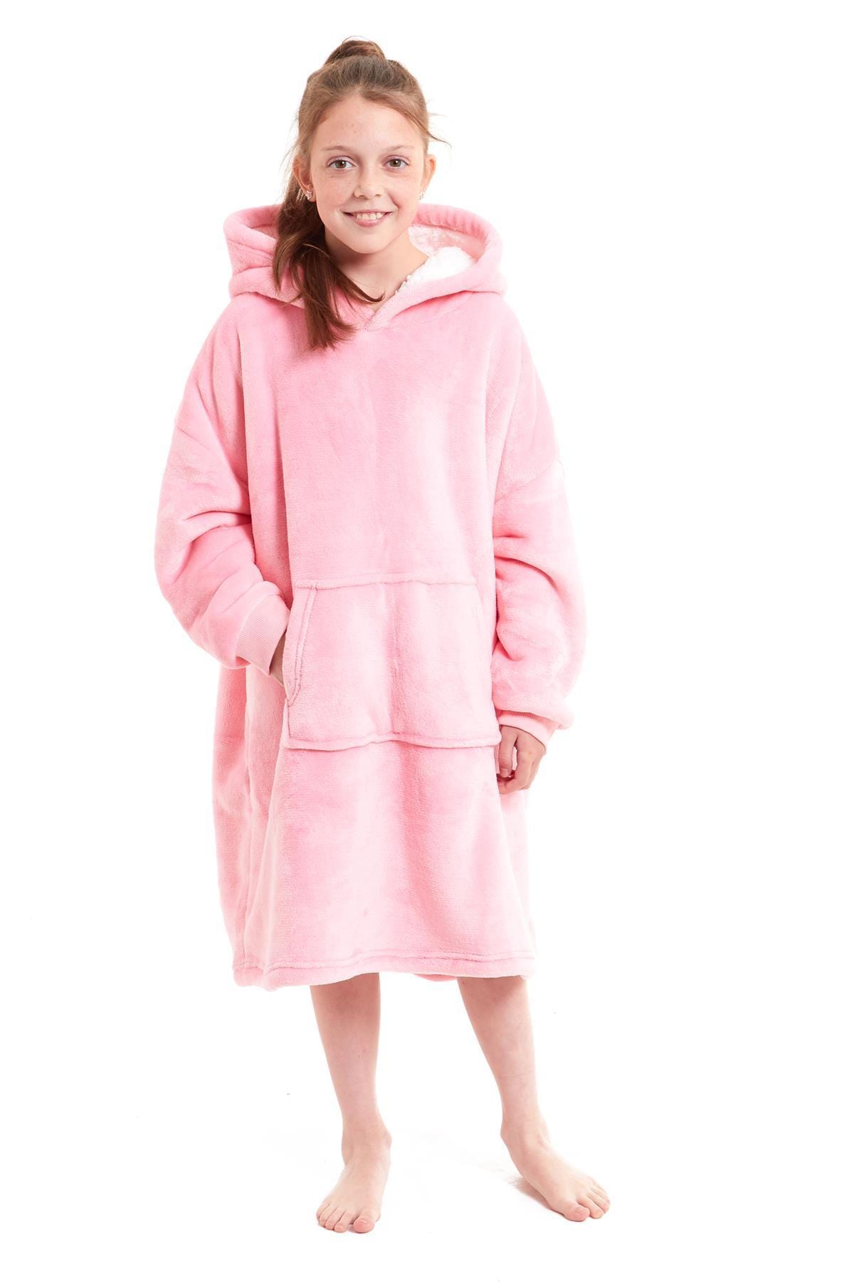 OLIVIA ROCCO Kids Oversized Hooded Fleece Blanket With Sherpa Fur Elastic Cuffs Easy-Care Sofa and Bedroom Throw