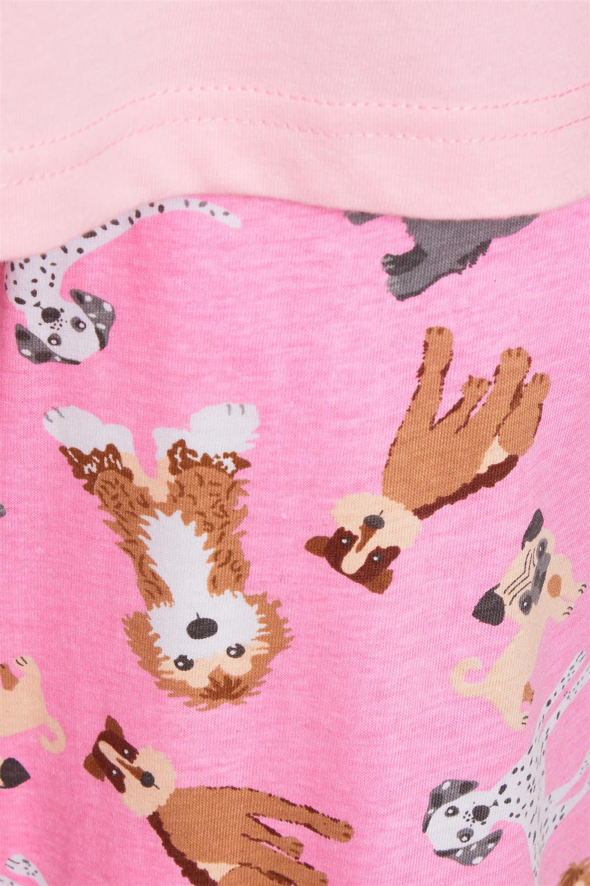 OLIVIA ROCCO Pyjama Set Pink Dog Print Jersey Cotton Long Sleeve Sleepwear Womens