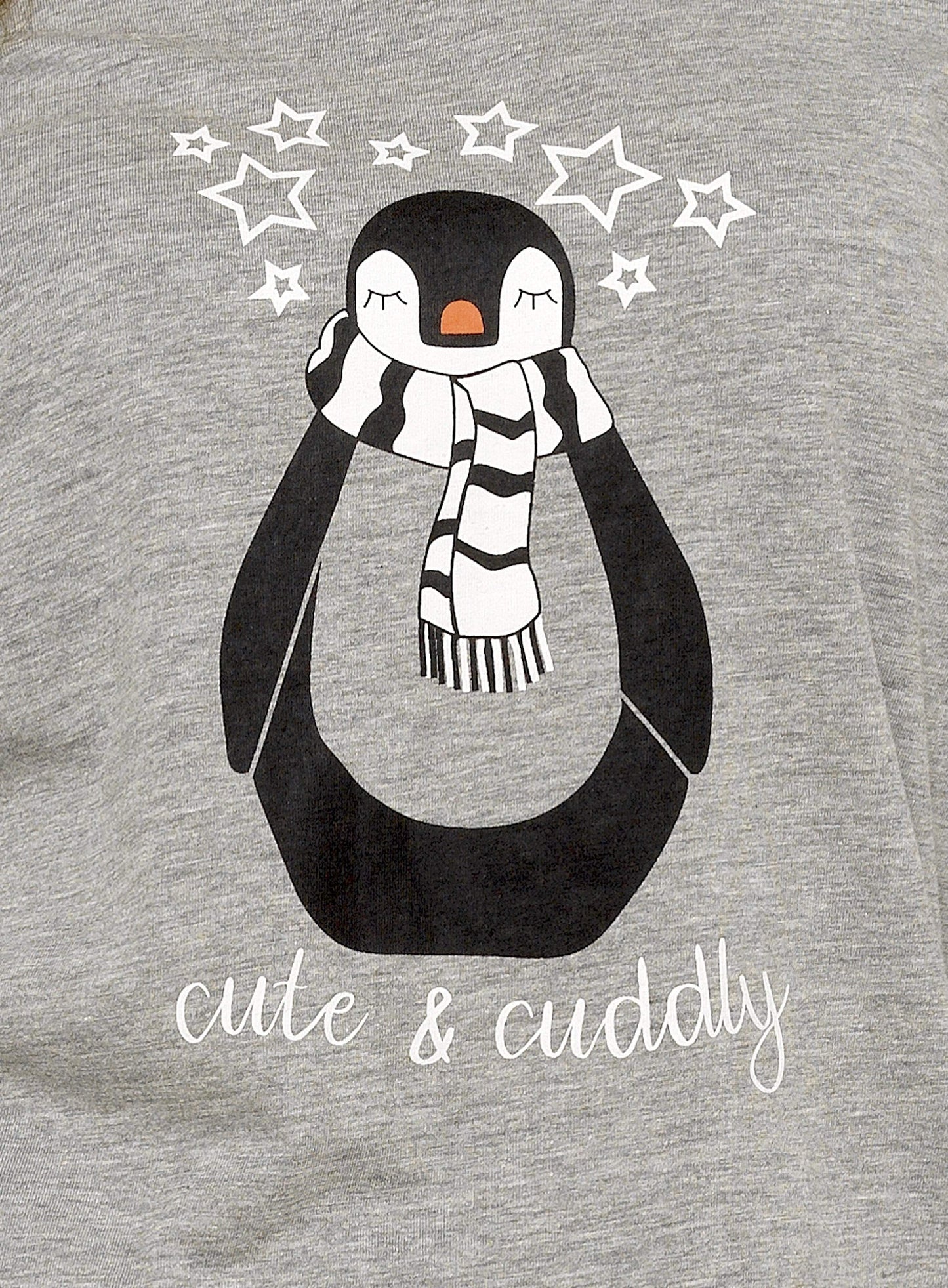 OLIVIA ROCCO Women's Penguin Stars Grey Cotton Pyjama Set Easy-Care Super Soft Sleep Set