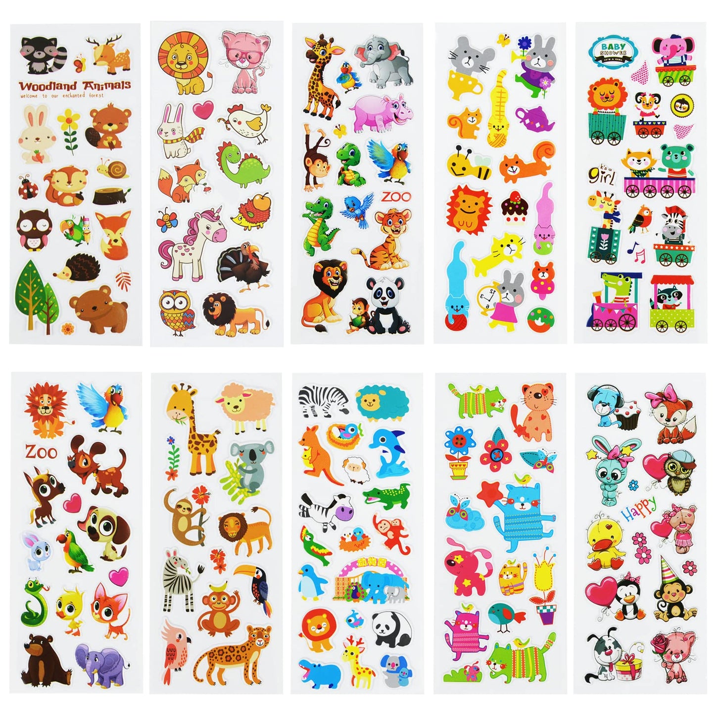 DaiUni 24 Sheets Animal 3D Puffy Stickers for Kids – Reward, Craft & Scrapbooking