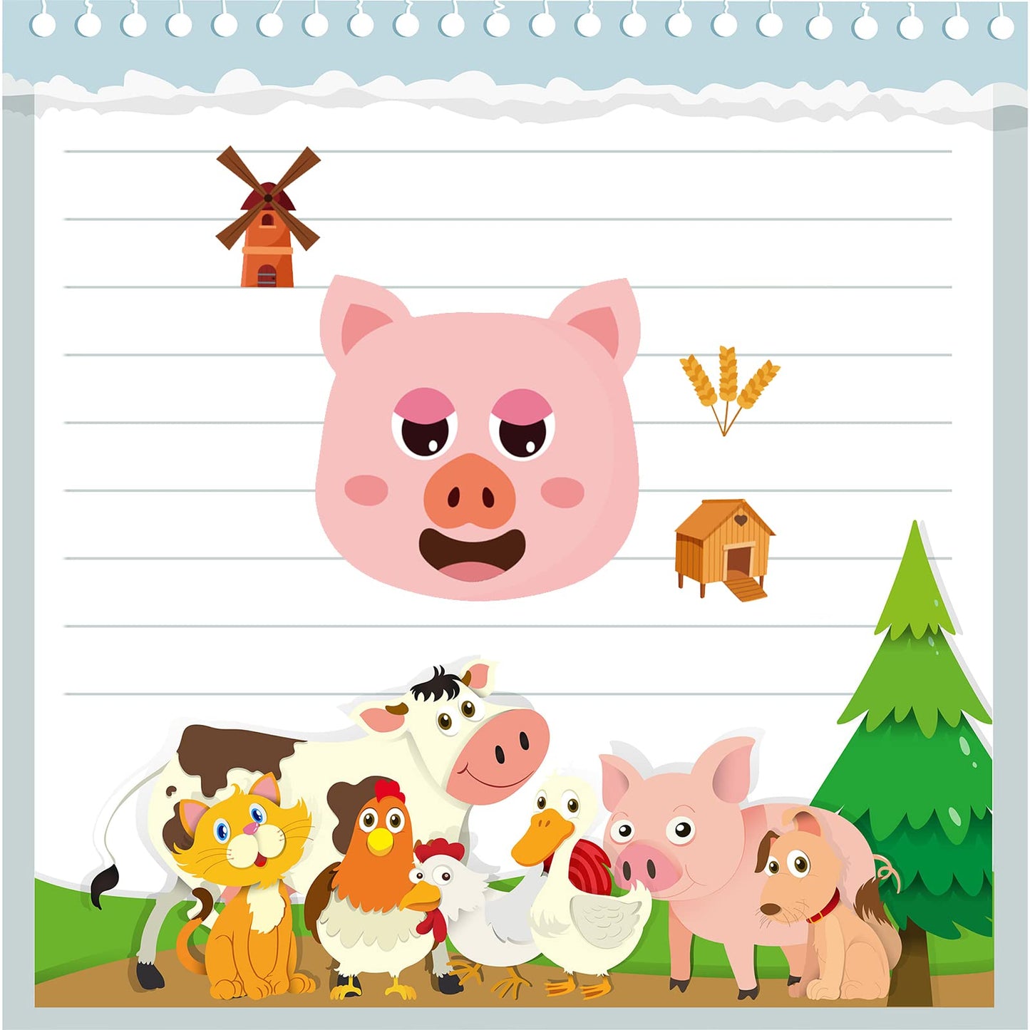DaiUni 24 Sheets Farm Animal Make-a-Face Stickers for Kids | DIY Party Craft