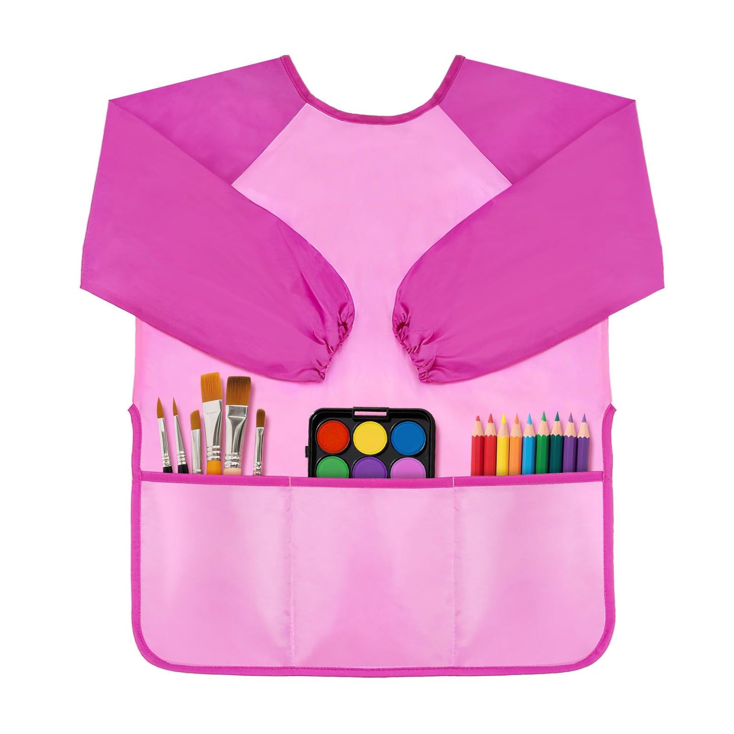 DaiUni Kids Art Smock (Pink) – Waterproof Painting Apron for Ages 2–6