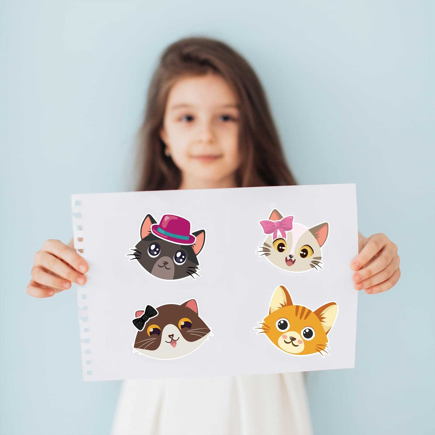 DaiUni 27 Sheets Cat Face Stickers for Kids — DIY Sticker Craft & Party Favors