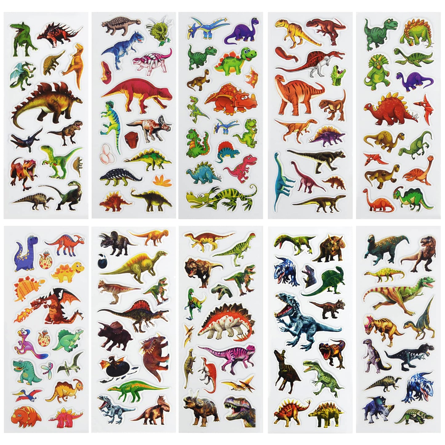 DaiUni 24 Sheets Dinosaur 3D Puffy Stickers for Kids – Reward, Craft & Scrapbooking