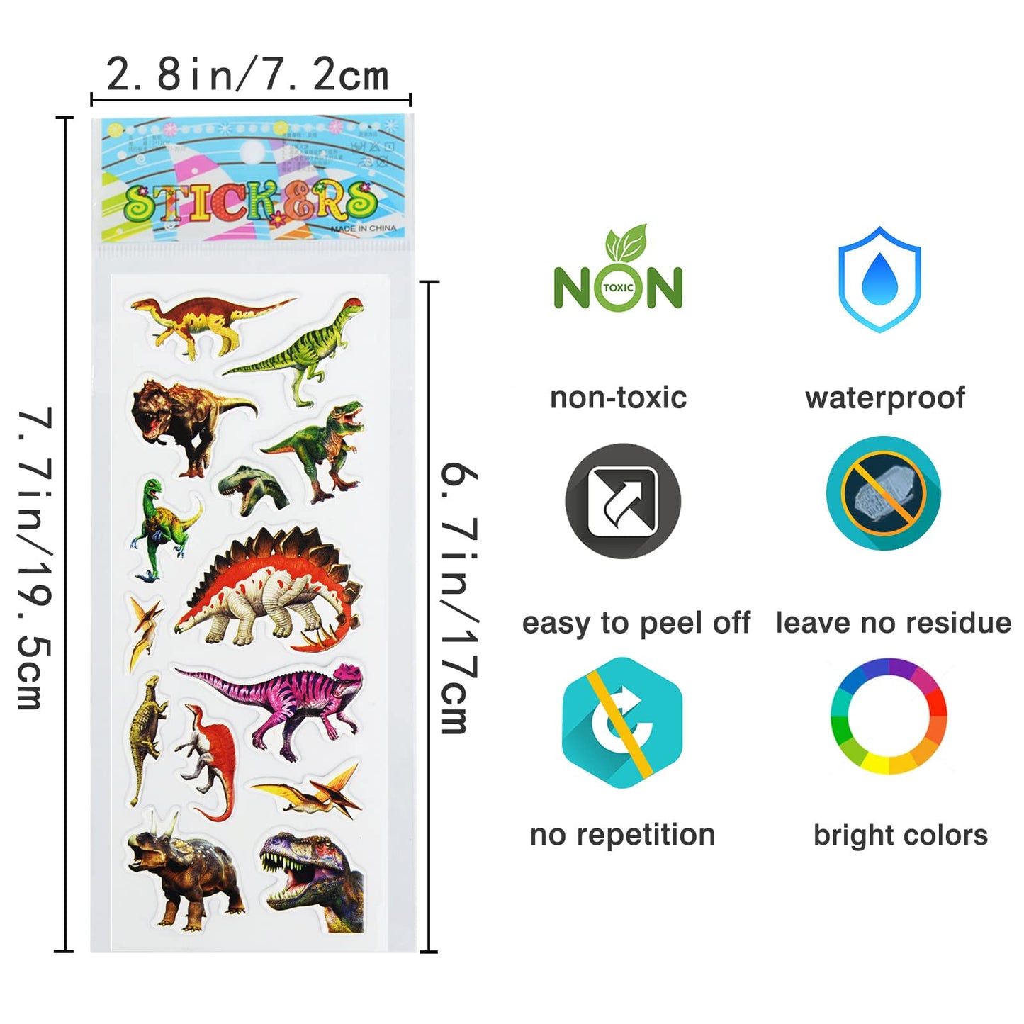 DaiUni 24 Sheets Dinosaur 3D Puffy Stickers for Kids – Reward, Craft & Scrapbooking