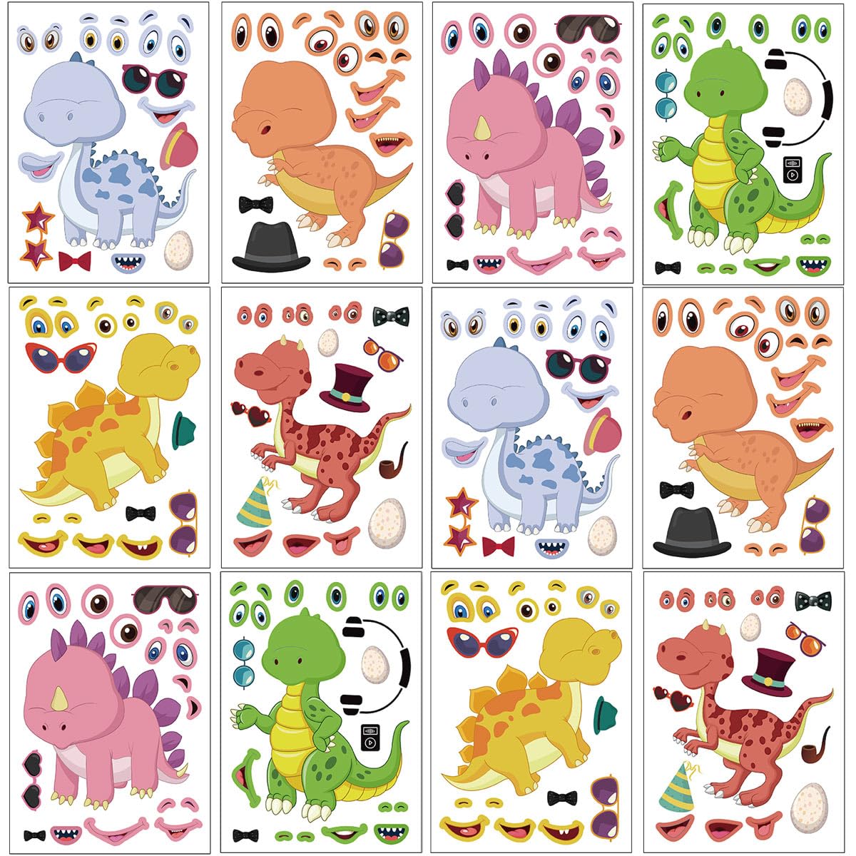 DaiUni Make Your Own Dinosaur Stickers – 24 Sheets for Kids