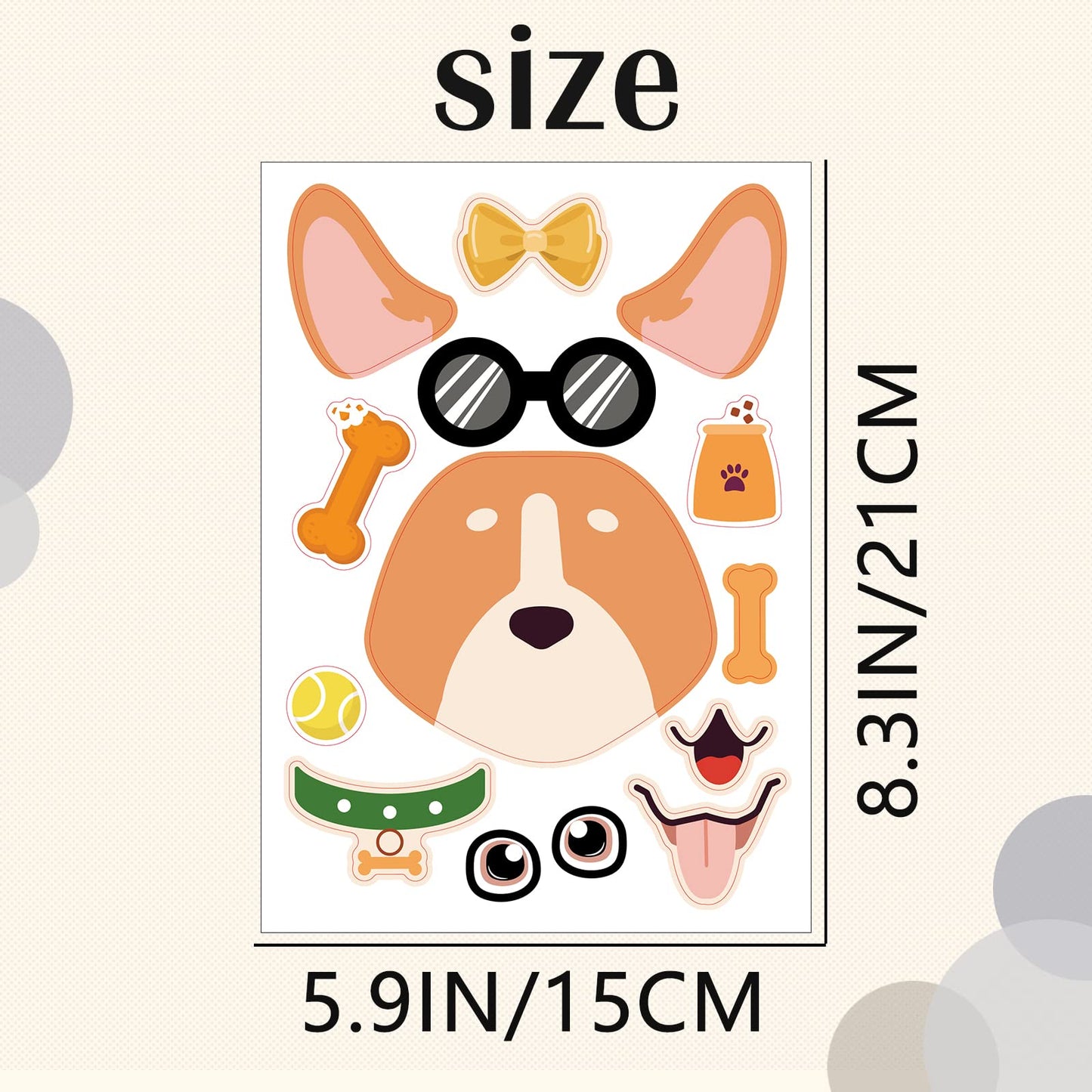 DaiUni 24 Sheets Dog Make-a-Face Sticker Sheets for Kids - Creative Craft & Party Favors