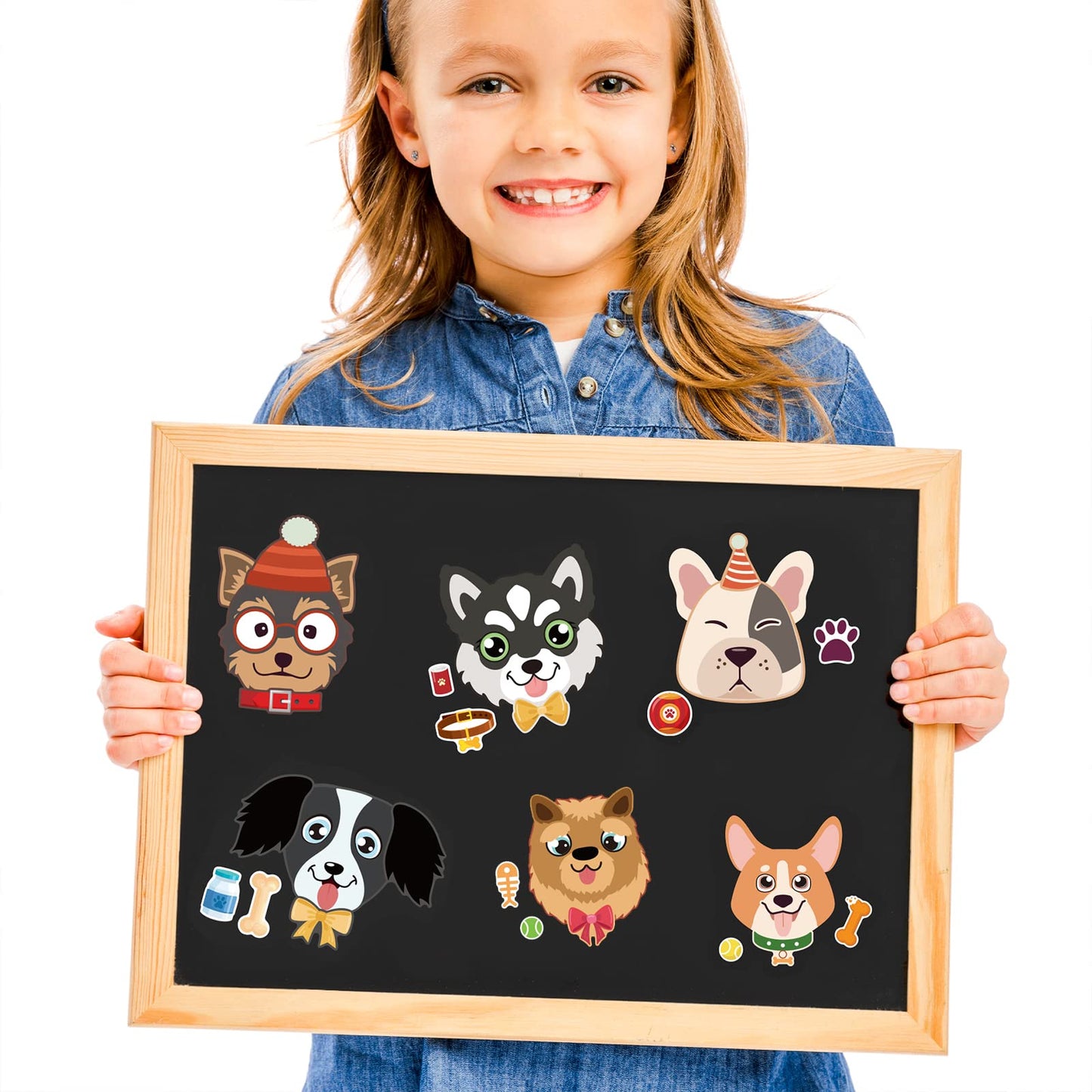 DaiUni 24 Sheets Dog Make-a-Face Sticker Sheets for Kids - Creative Craft & Party Favors