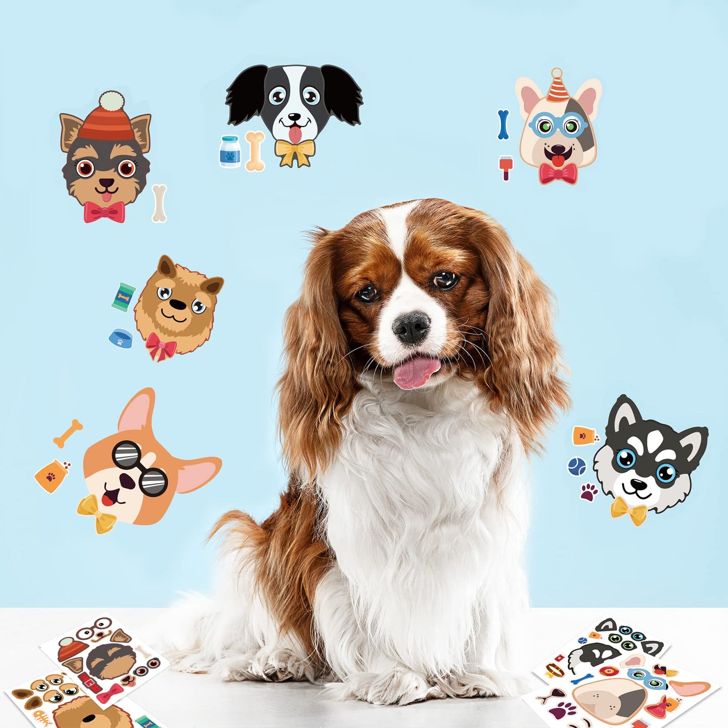 DaiUni 24 Sheets Dog Make-a-Face Sticker Sheets for Kids - Creative Craft & Party Favors