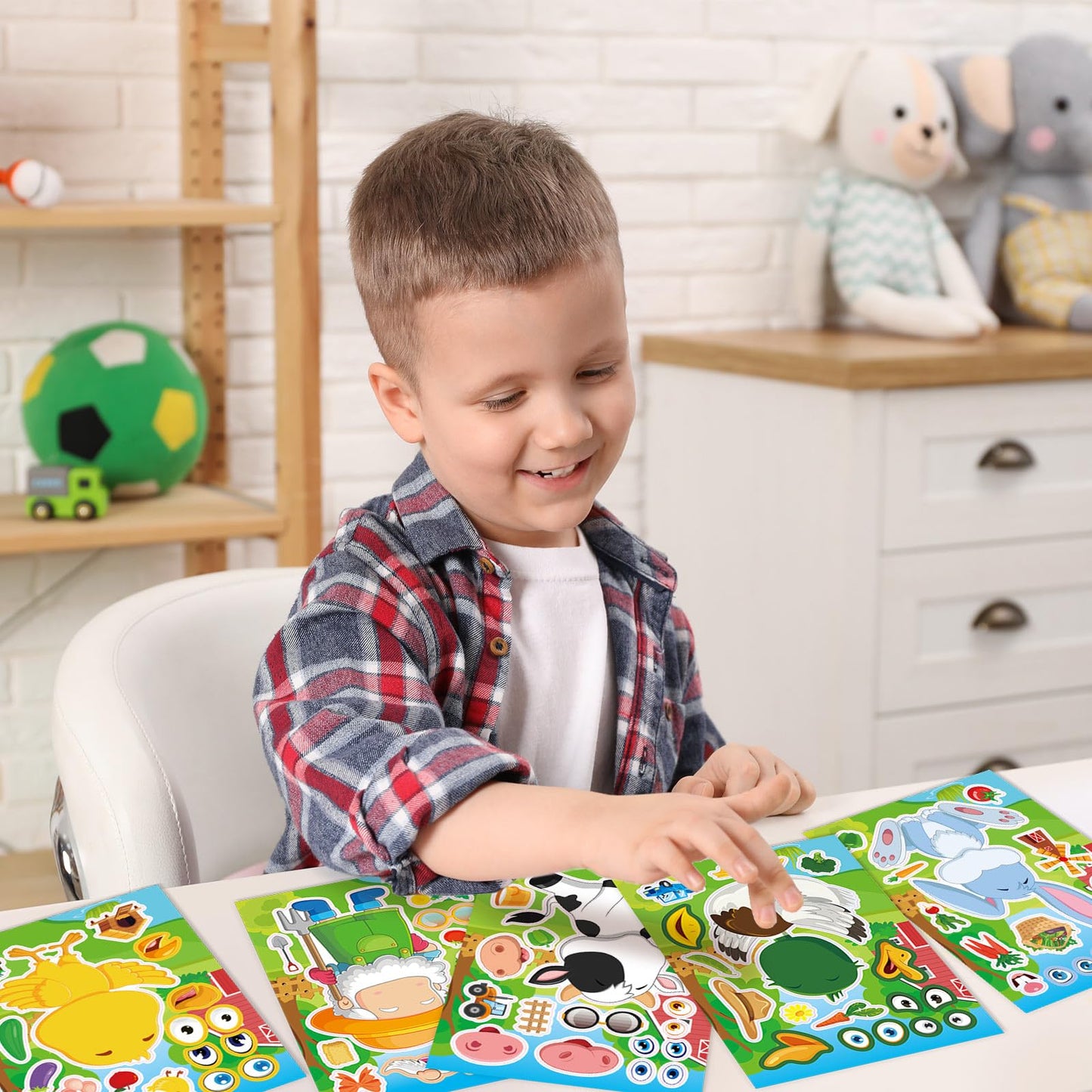 DaiUni Farm Animals Stickers Kit – 24 Sheets for Creative Kids
