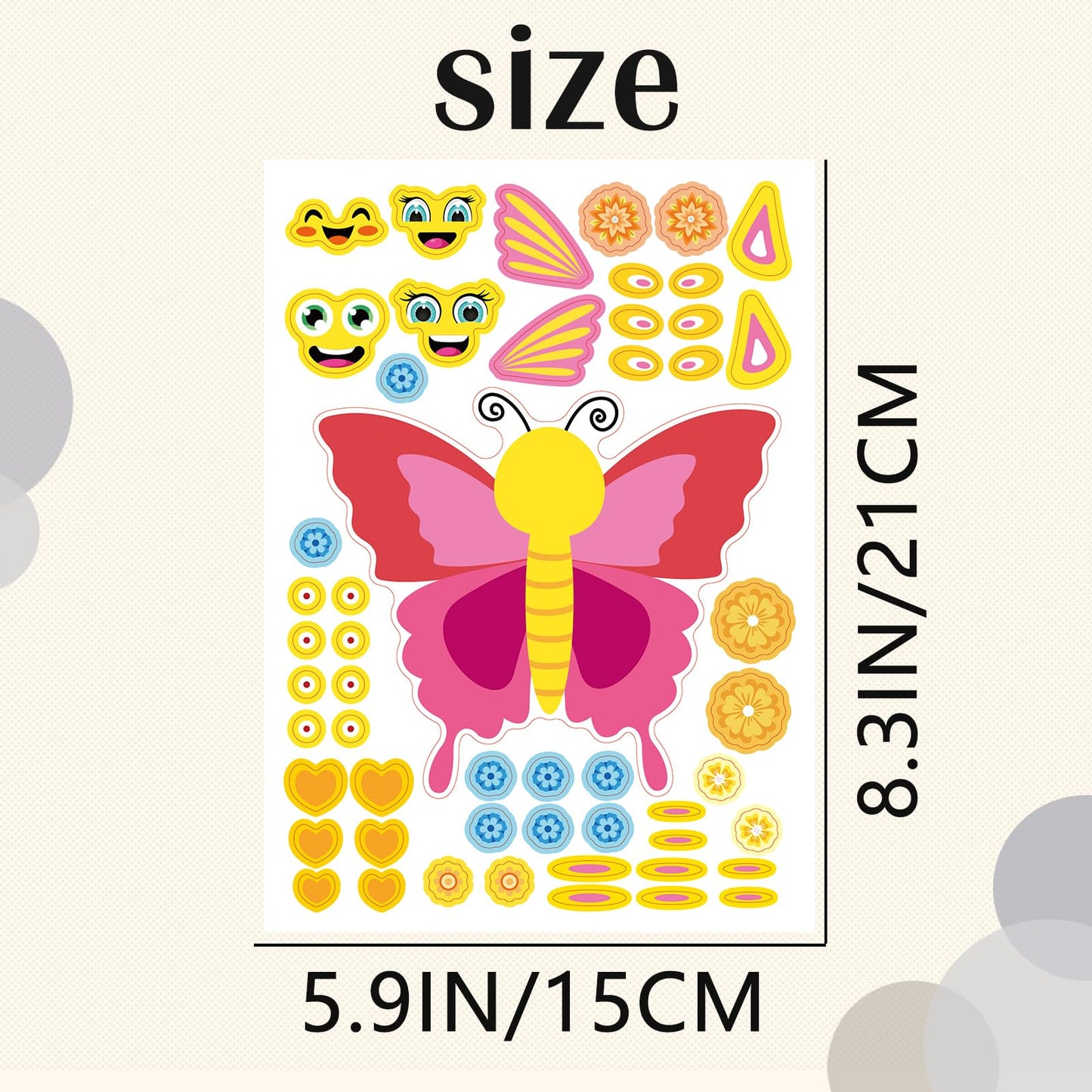 DaiUni 24 Sheets Butterfly Face Stickers for Kids – Craft & Party Favors