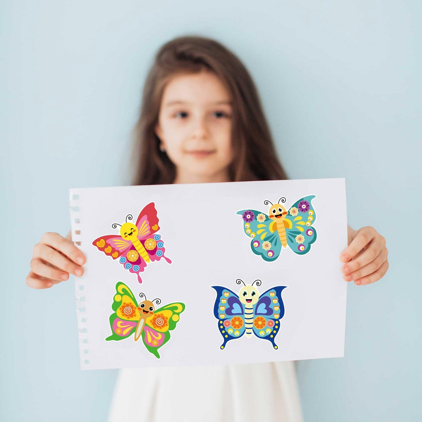 DaiUni 24 Sheets Butterfly Face Stickers for Kids – Craft & Party Favors