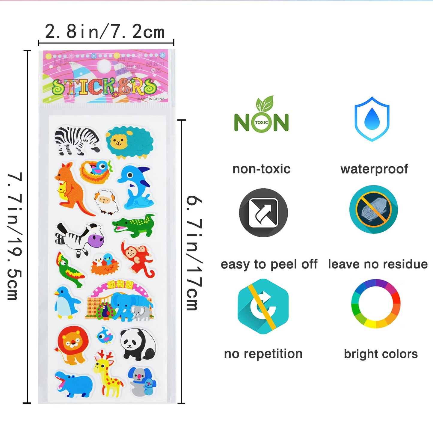 DaiUni 24 Sheets Animal 3D Puffy Stickers for Kids – Reward, Craft & Scrapbooking