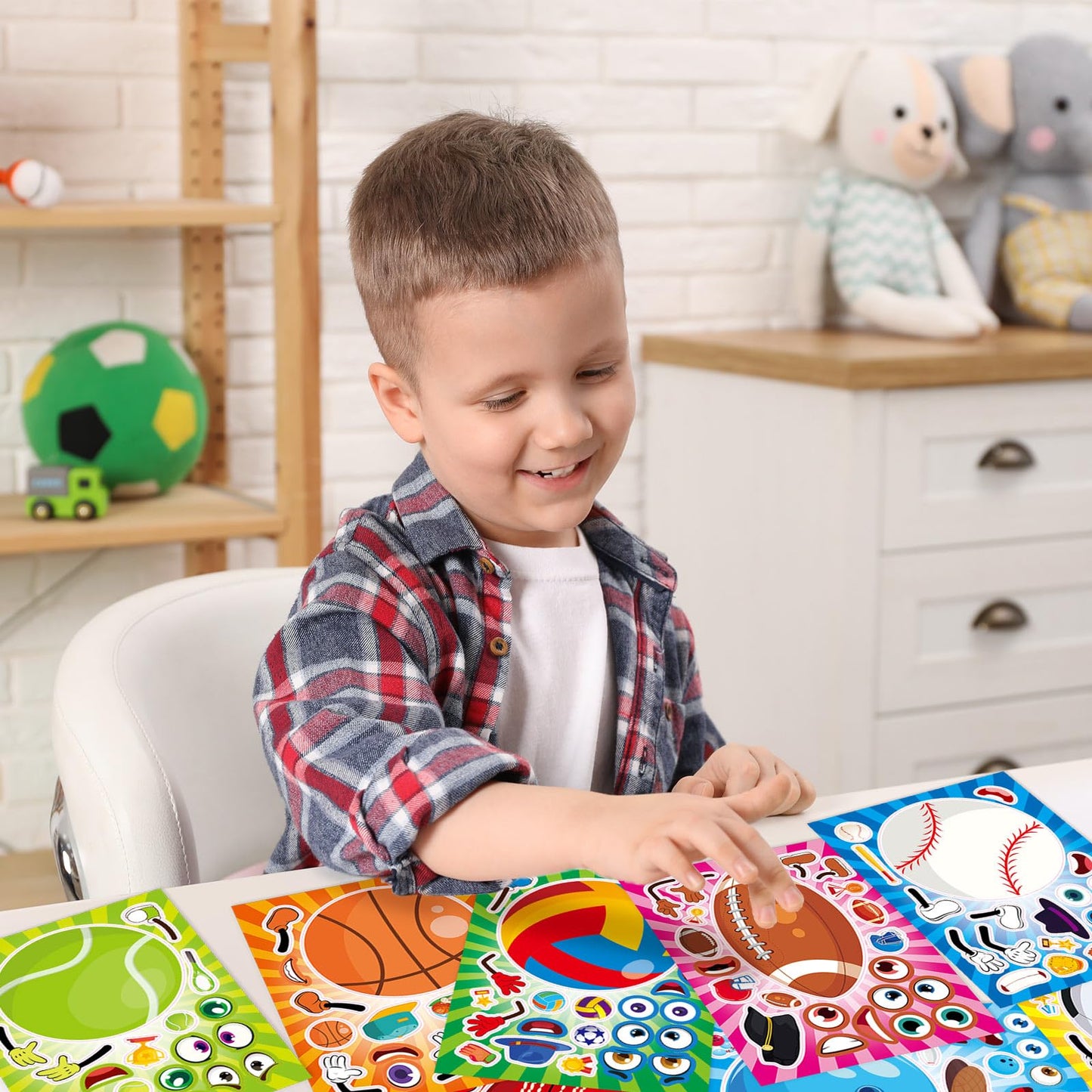 DaiUni Make Your Own Sport Ball Stickers Kit – 24 Sheets, 8 Designs for Kids