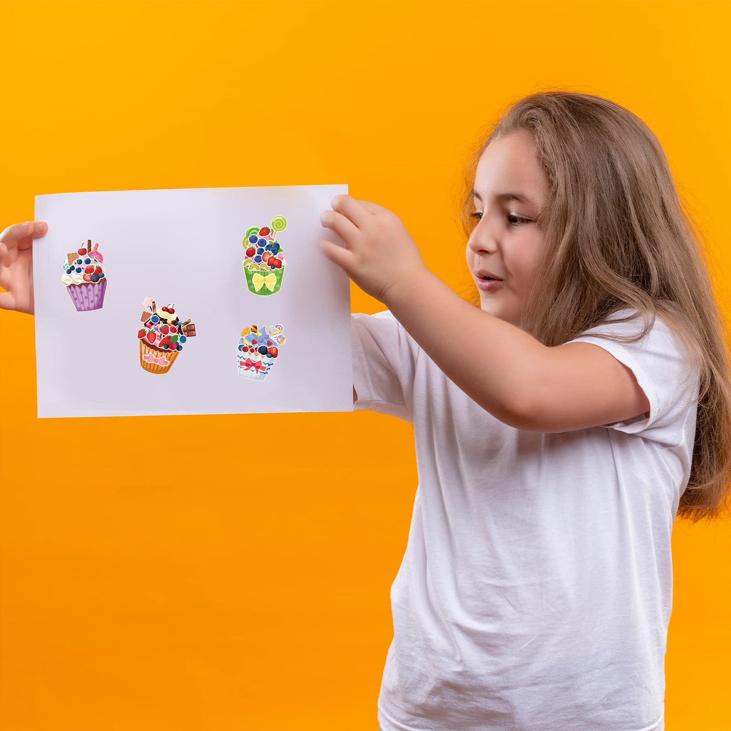 DaiUni 24-Sheet Cupcake Make-a-Face Stickers for Kids | DIY Craft & Party Favors