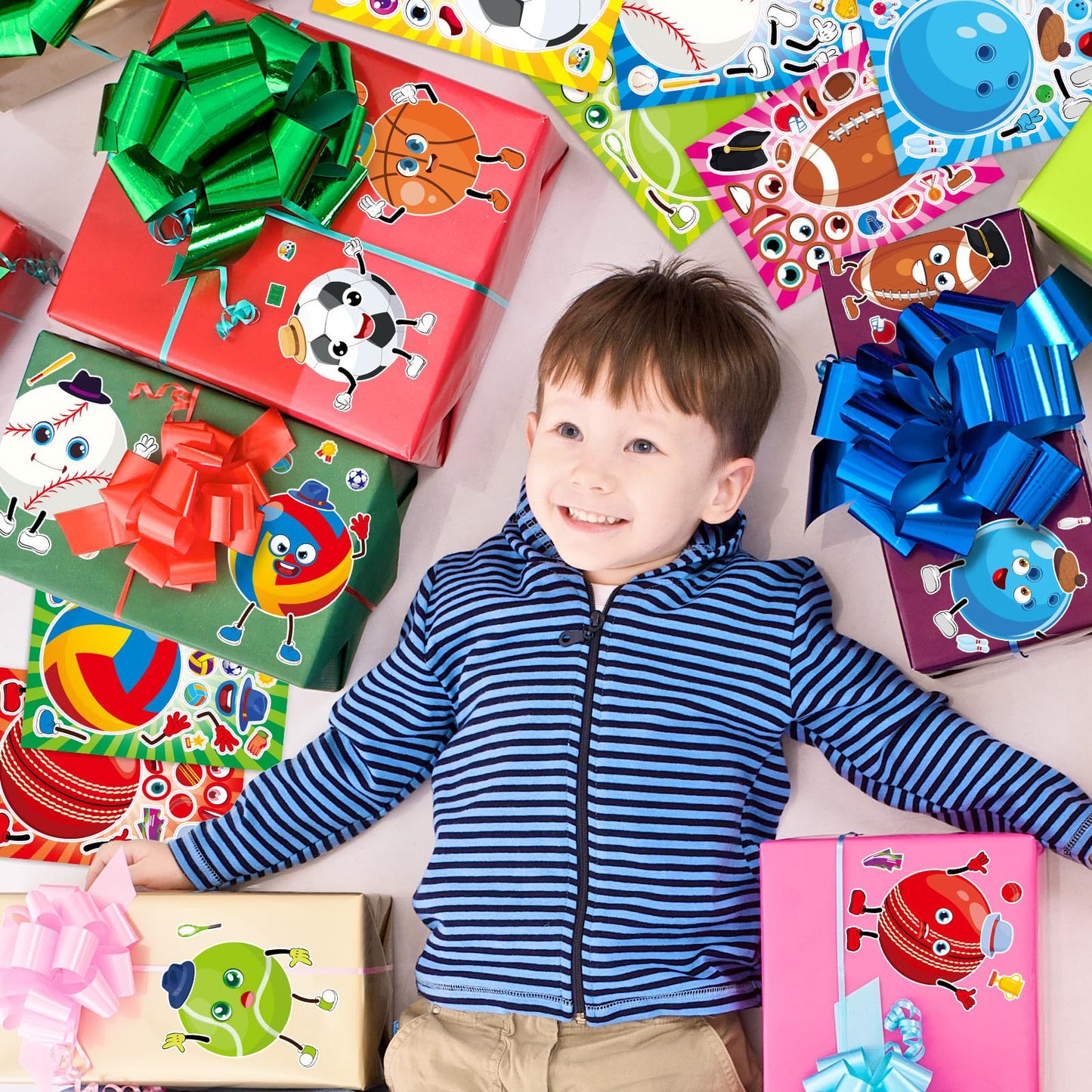 DaiUni Make Your Own Sport Ball Stickers Kit – 24 Sheets, 8 Designs for Kids