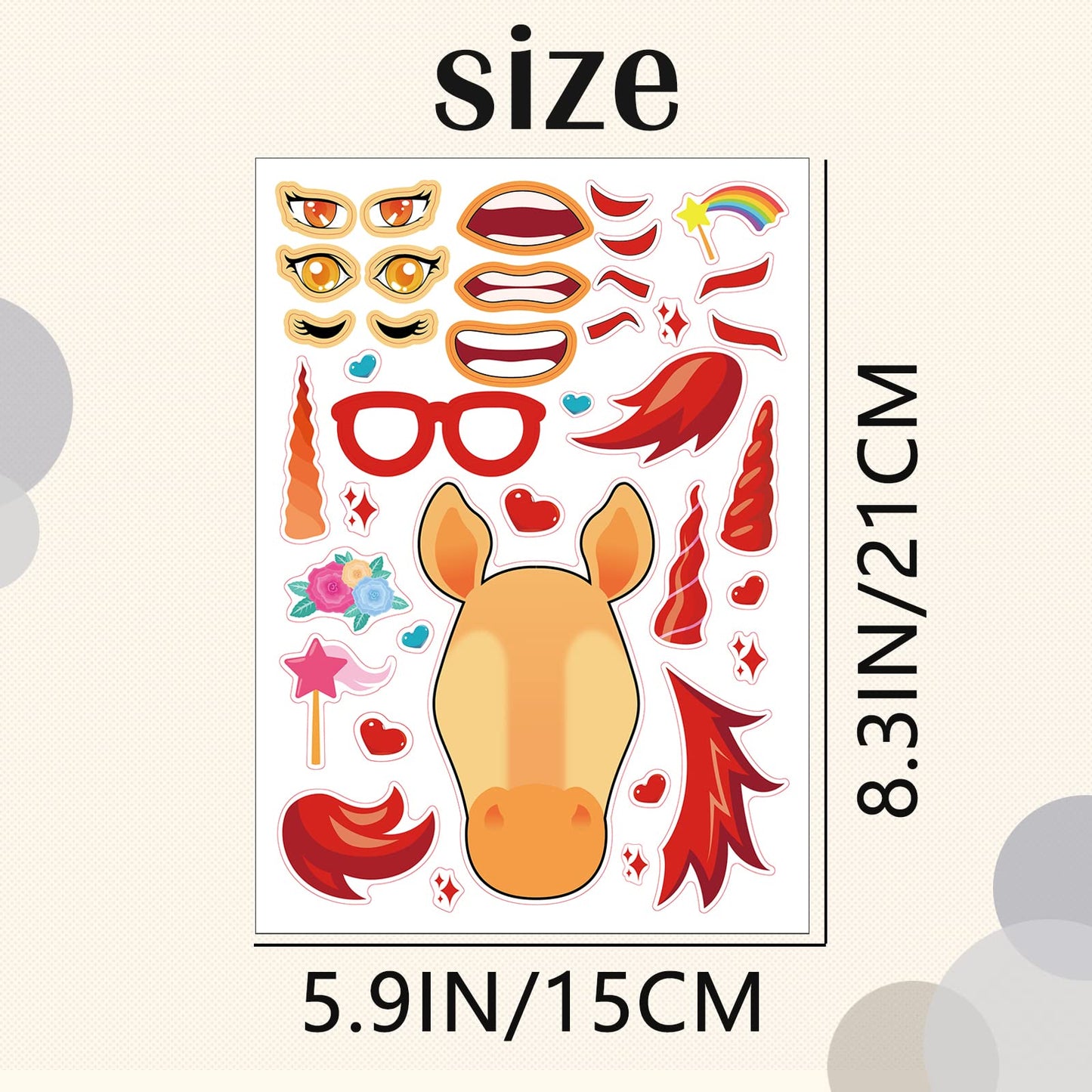 DaiUni 24 Unicorn Face Sticker Sheets for Kids – Create Your Own Stickers for Crafts & Party Favors