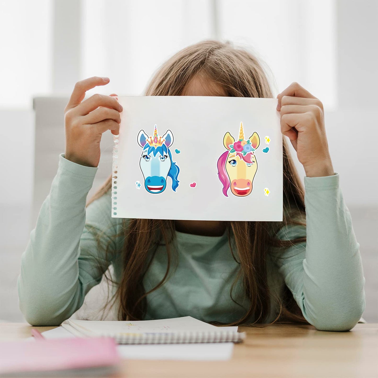 DaiUni 24 Unicorn Face Sticker Sheets for Kids – Create Your Own Stickers for Crafts & Party Favors