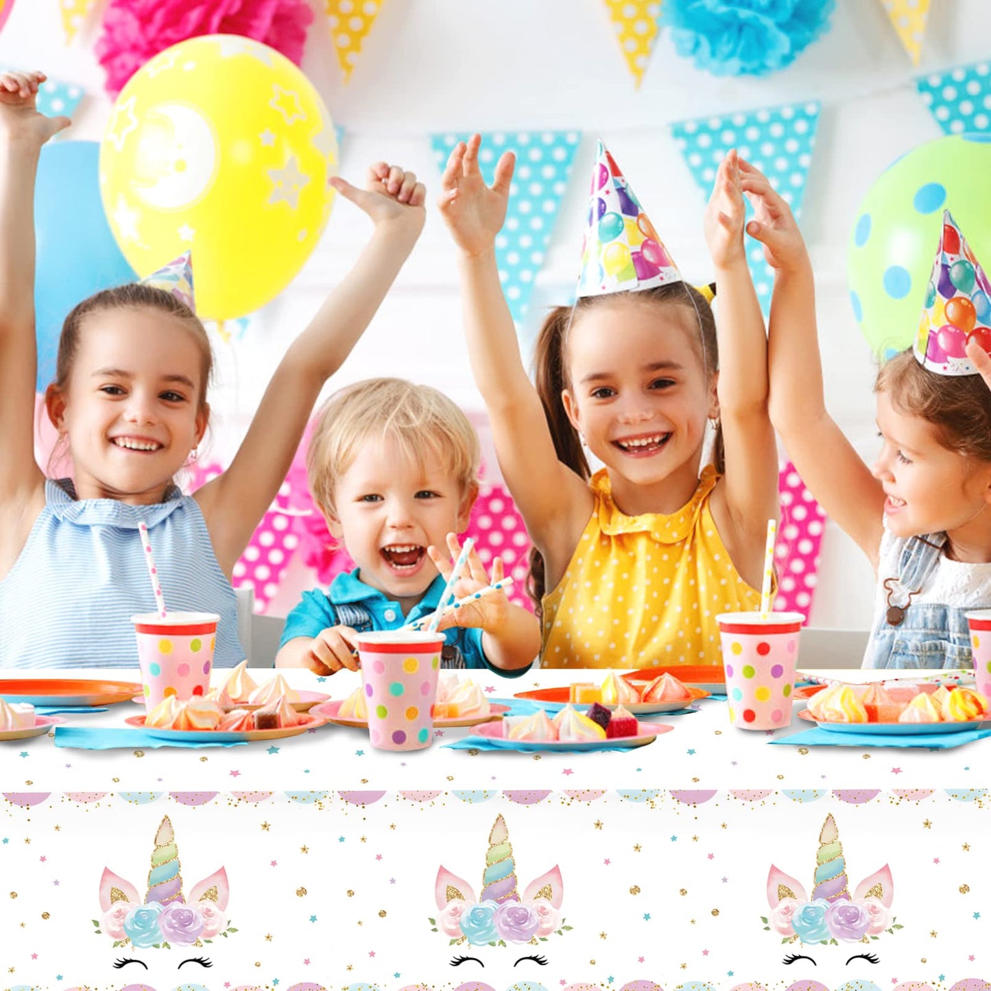 DaiUni 3PCS Unicorns Tablecloths – 54 x 108 in Disposable Party Covers