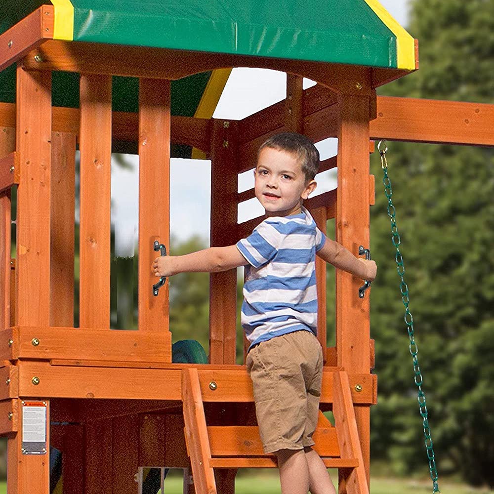 Dakzhou 2 Luminous Playground Safety Handles – Sturdy Indoor/Outdoor Playroom Ladder & Swing Set Grabs (Black)