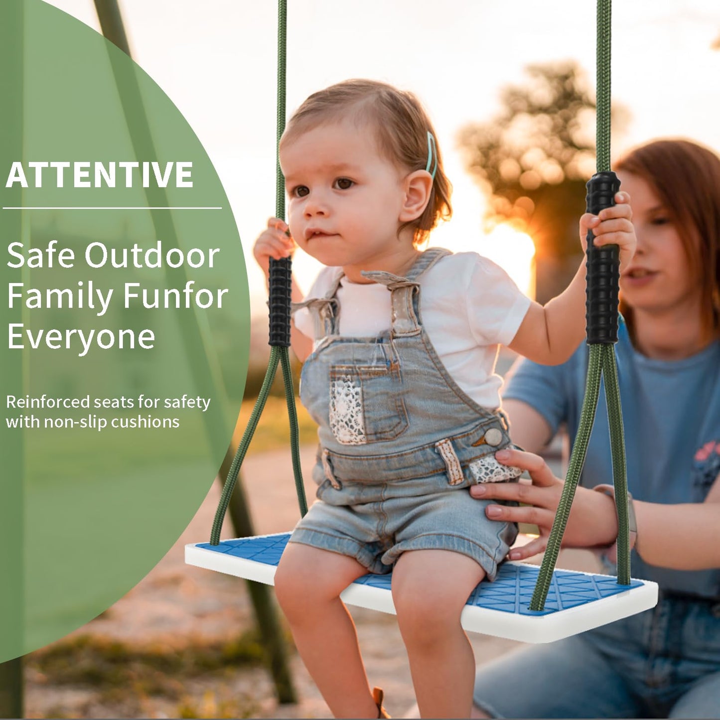 Dakzhou Heavy Duty Swing Seat Non-Slip with Tree Rope – Adjustable Outdoor Kids Swing