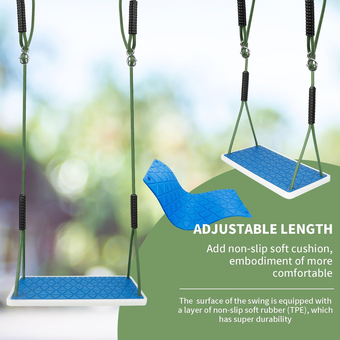 Dakzhou Heavy Duty Swing Seat Non-Slip with Tree Rope – Adjustable Outdoor Kids Swing