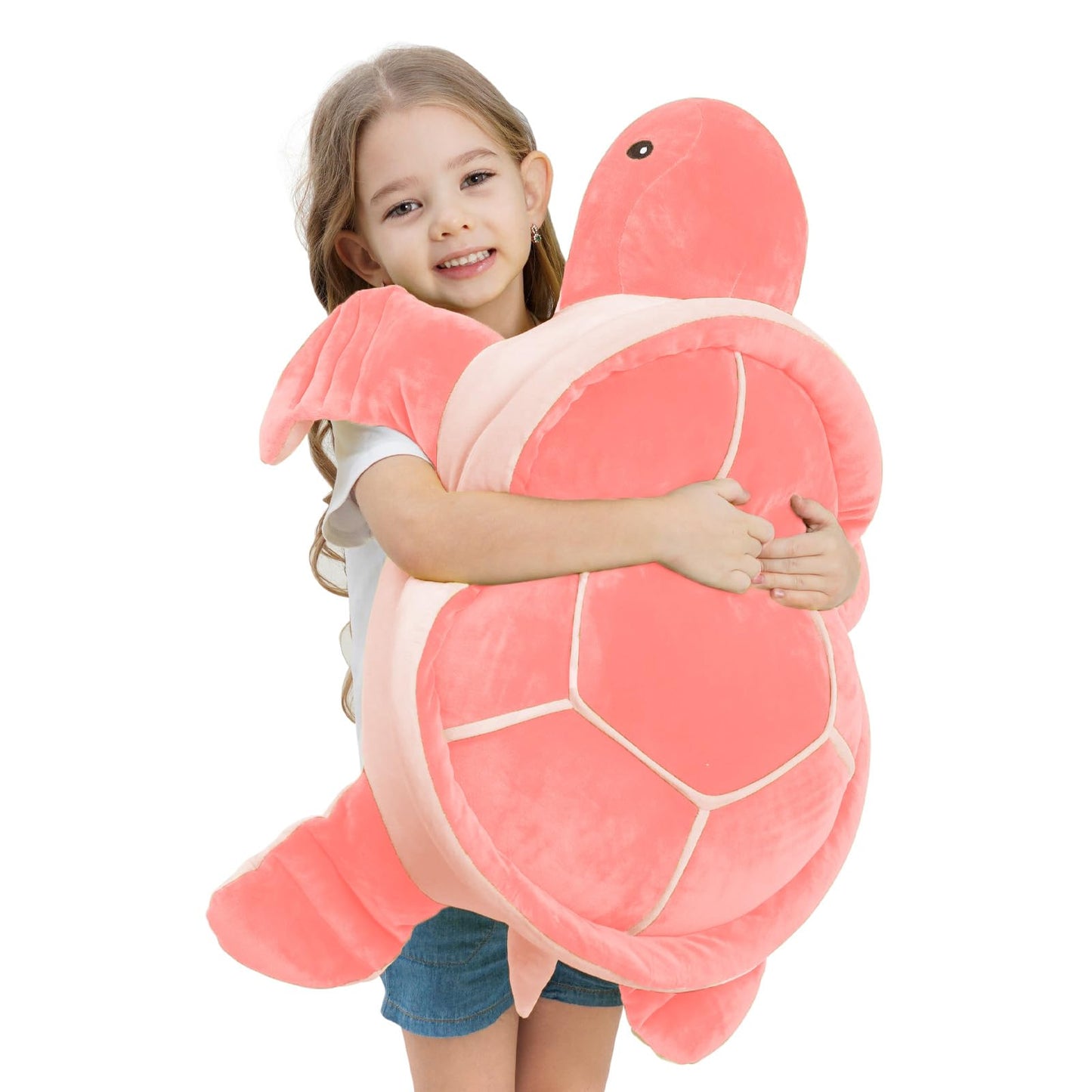 Dalmao 28-Inch Pink Sea Turtle Plush - Extra-Large Turtle Stuffed Toy for Hugs & Comfort