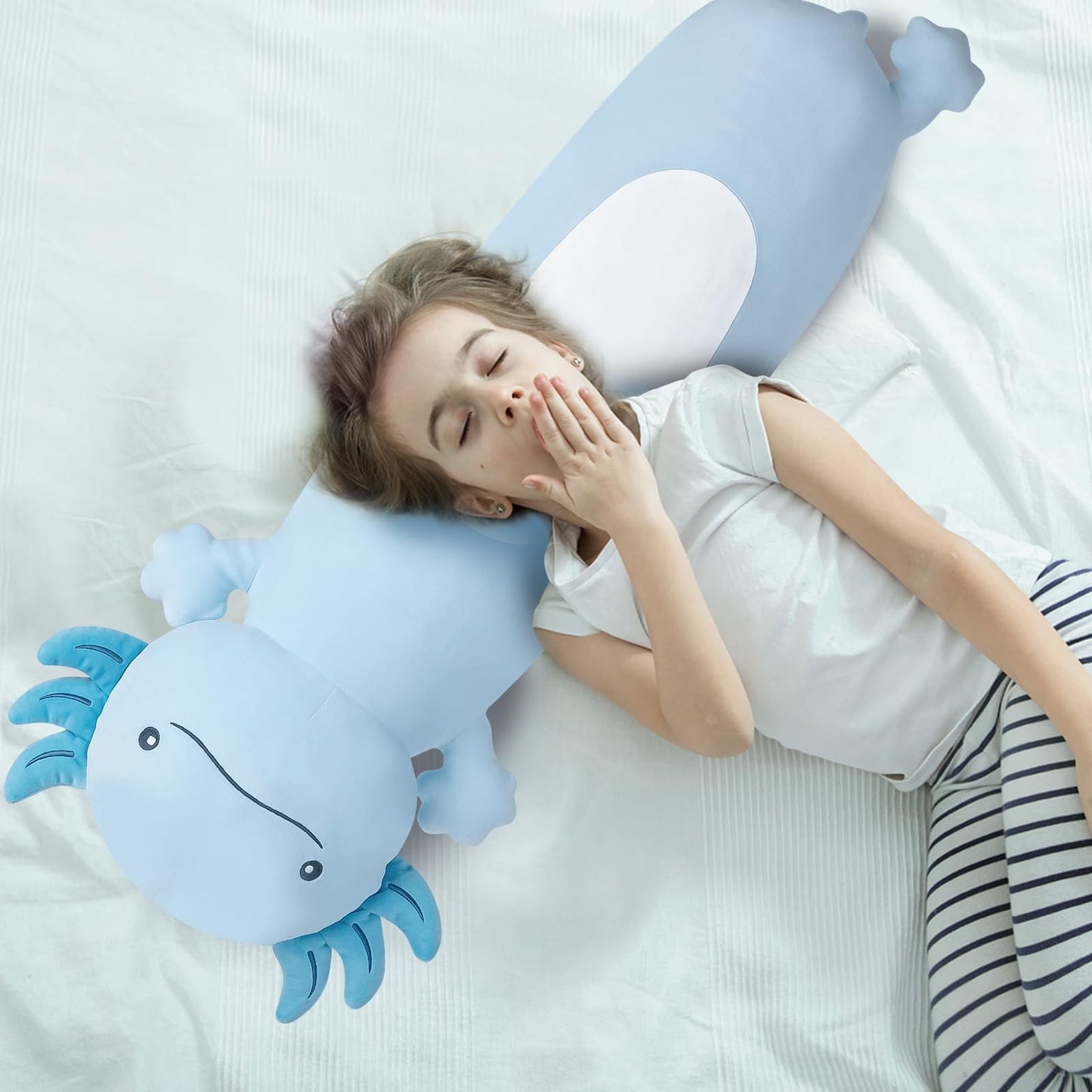 Dalmao 36-Inch Giant Blue Axolotl Plush Pillow – Soft, Squishy Toy and Body Pillow