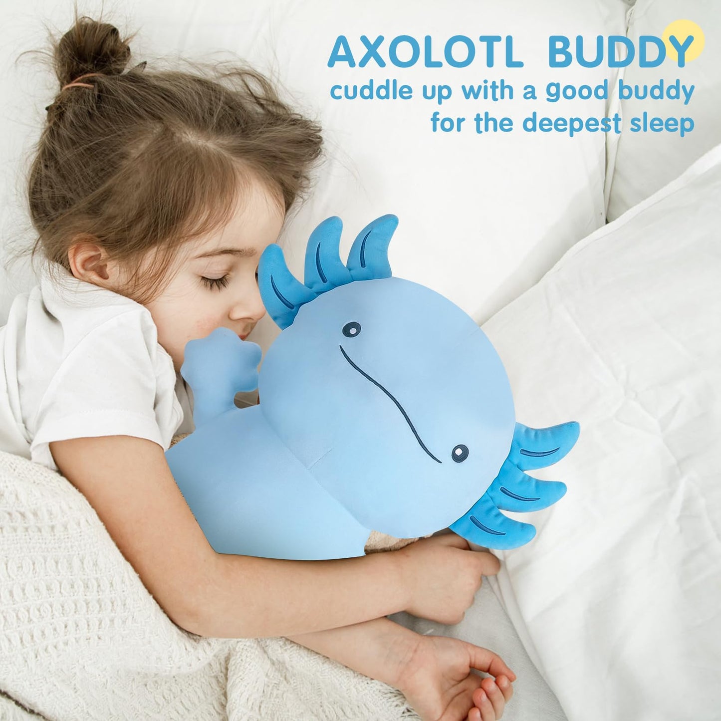 Dalmao 36-Inch Giant Blue Axolotl Plush Pillow – Soft, Squishy Toy and Body Pillow