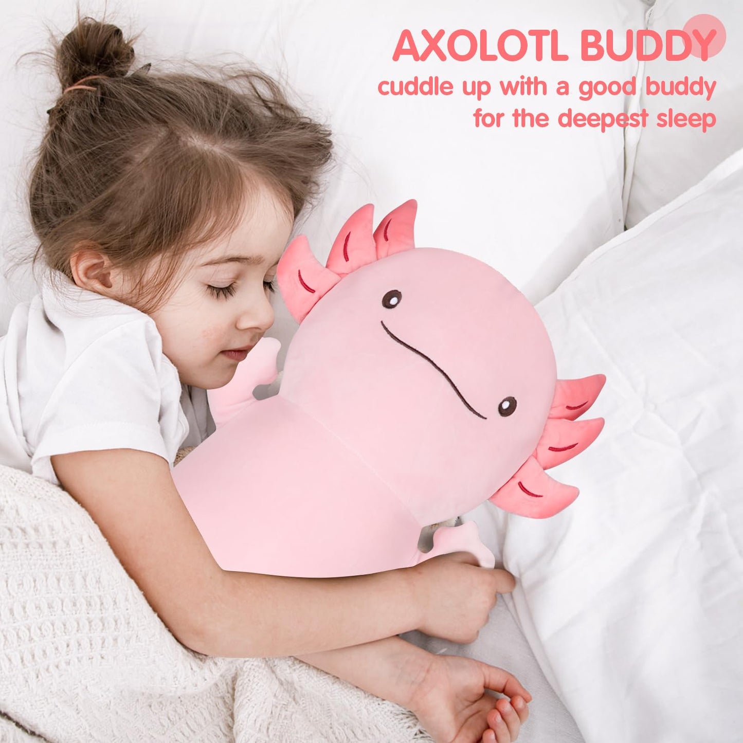 Dalmao 36in Giant Pink Axolotl Plush Pillow – Soft, Cuddly Comfort