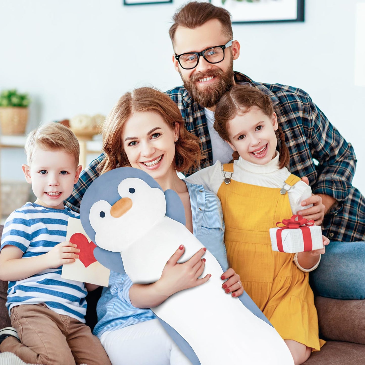 Dalmao 36-Inch Penguin Plush Pillow – Soft Jumbo Cuddle Toy for Kids & Adults