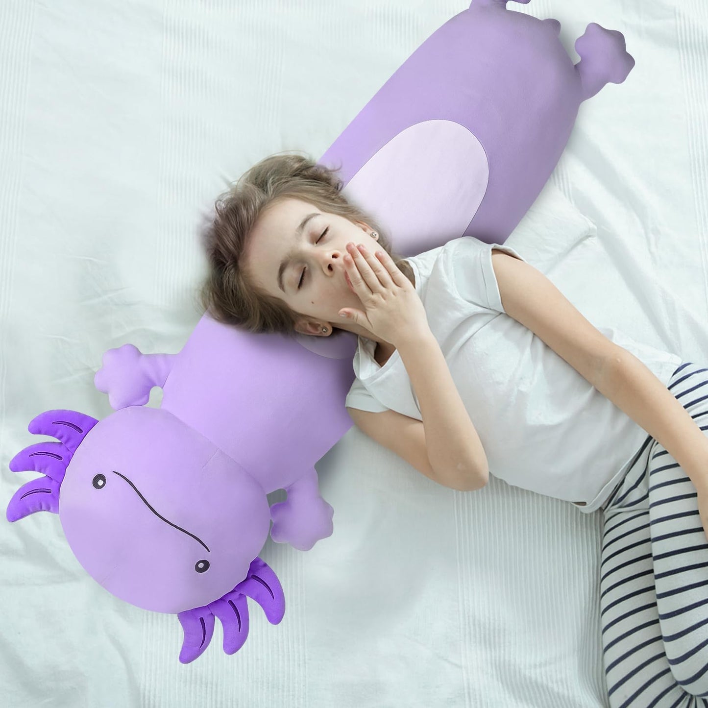 Dalmao 36-Inch Purple Axolotl Plush Pillow – Giant Soft Body Pillow