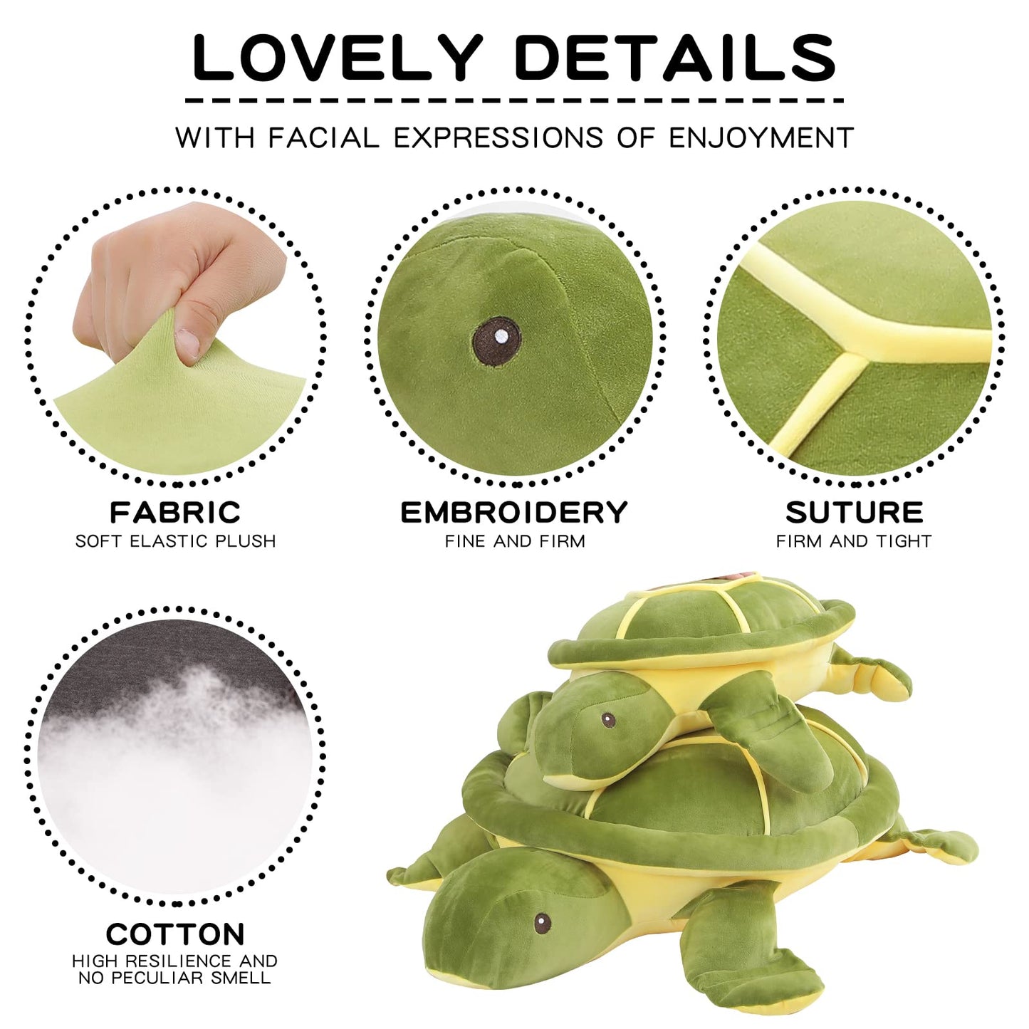 Dalmao 20-Inch Green Sea Turtle Plush — Soft Stuffed Toy & Body Pillow