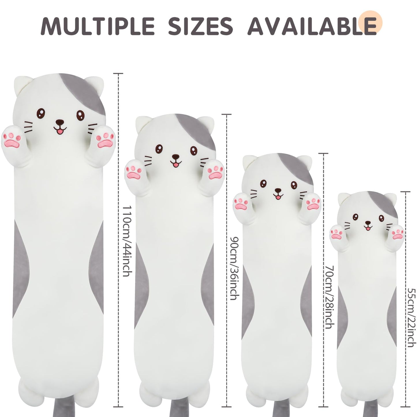 Dalmao 44-Inch Giant Cat Pillow – Jumbo Plush Cat Stuffed Animal for Kids & Adults | Soft Cuddle Toy