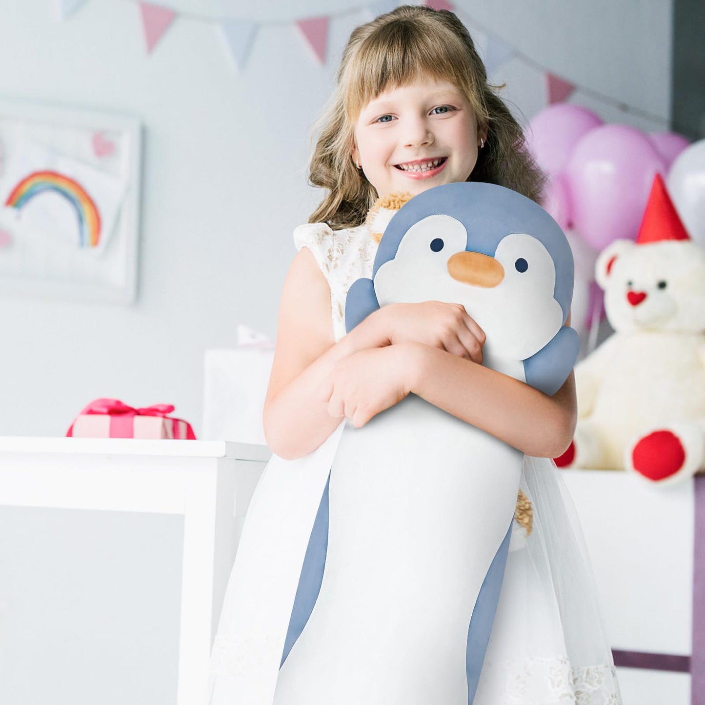 Dalmao 36-Inch Penguin Plush Pillow – Soft Jumbo Cuddle Toy for Kids & Adults