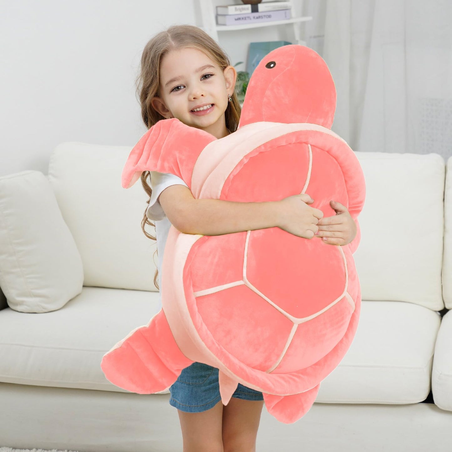 Dalmao 28-Inch Pink Sea Turtle Plush - Extra-Large Turtle Stuffed Toy for Hugs & Comfort