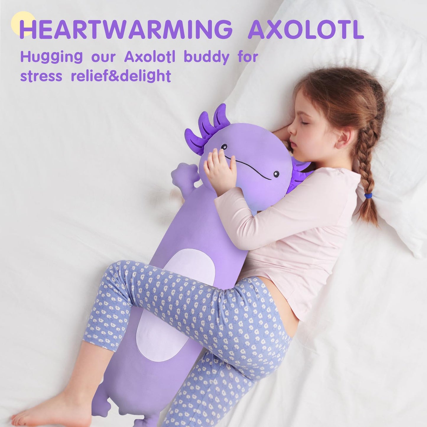Dalmao 36-Inch Purple Axolotl Plush Pillow – Giant Soft Body Pillow