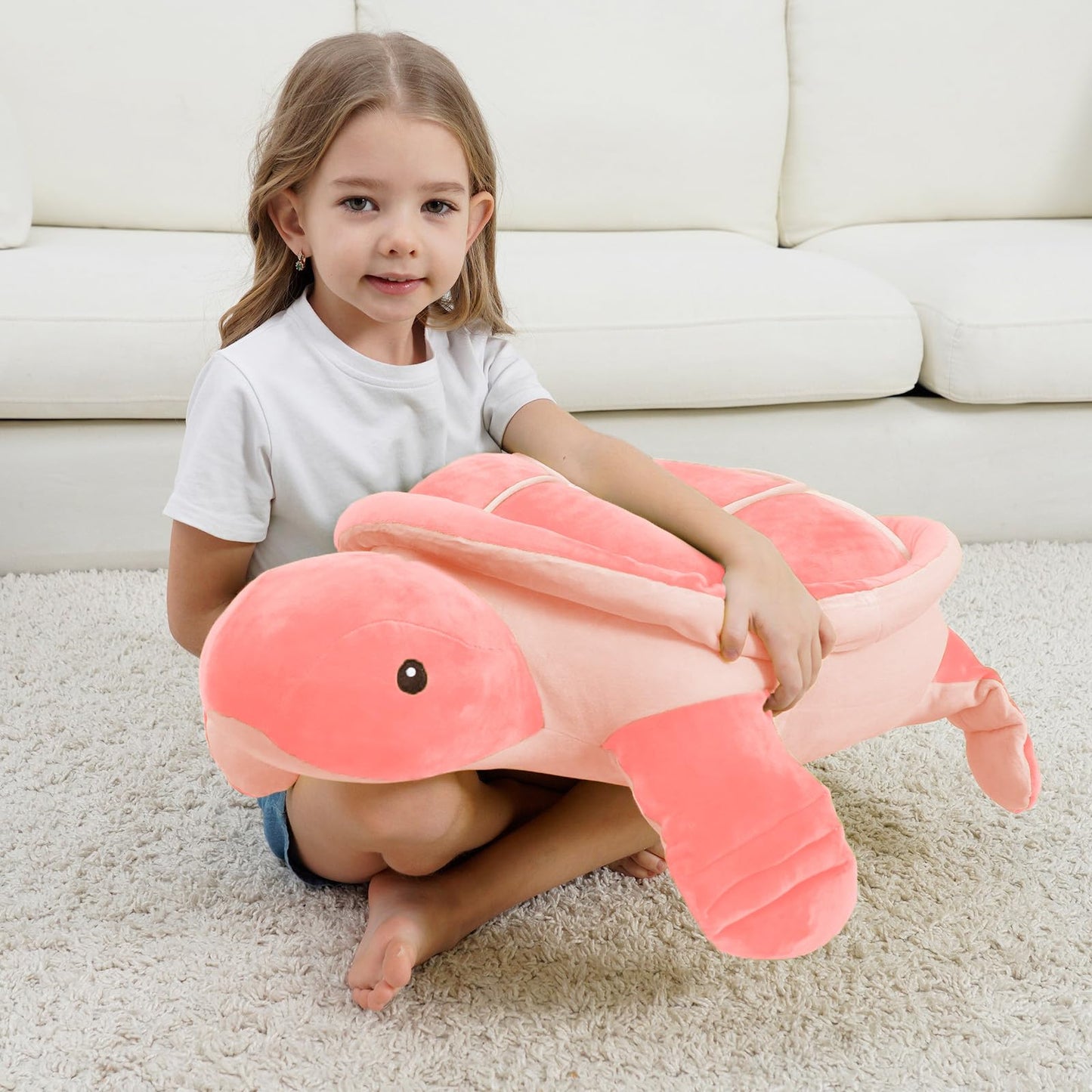 Dalmao 28-Inch Pink Sea Turtle Plush - Extra-Large Turtle Stuffed Toy for Hugs & Comfort