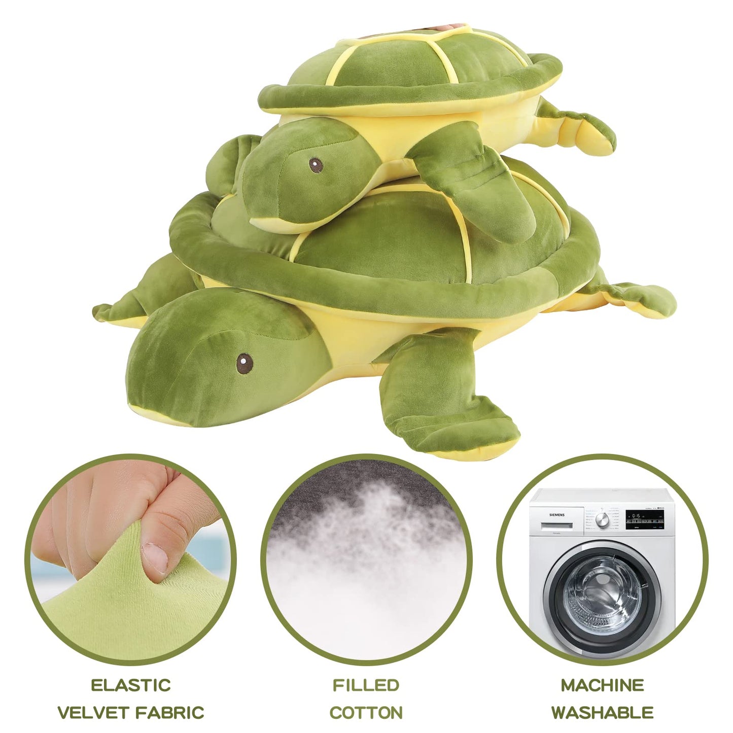 Dalmao 28-Inch Giant Sea Turtle Plush — Soft Ocean Green Turtle Body Pillow