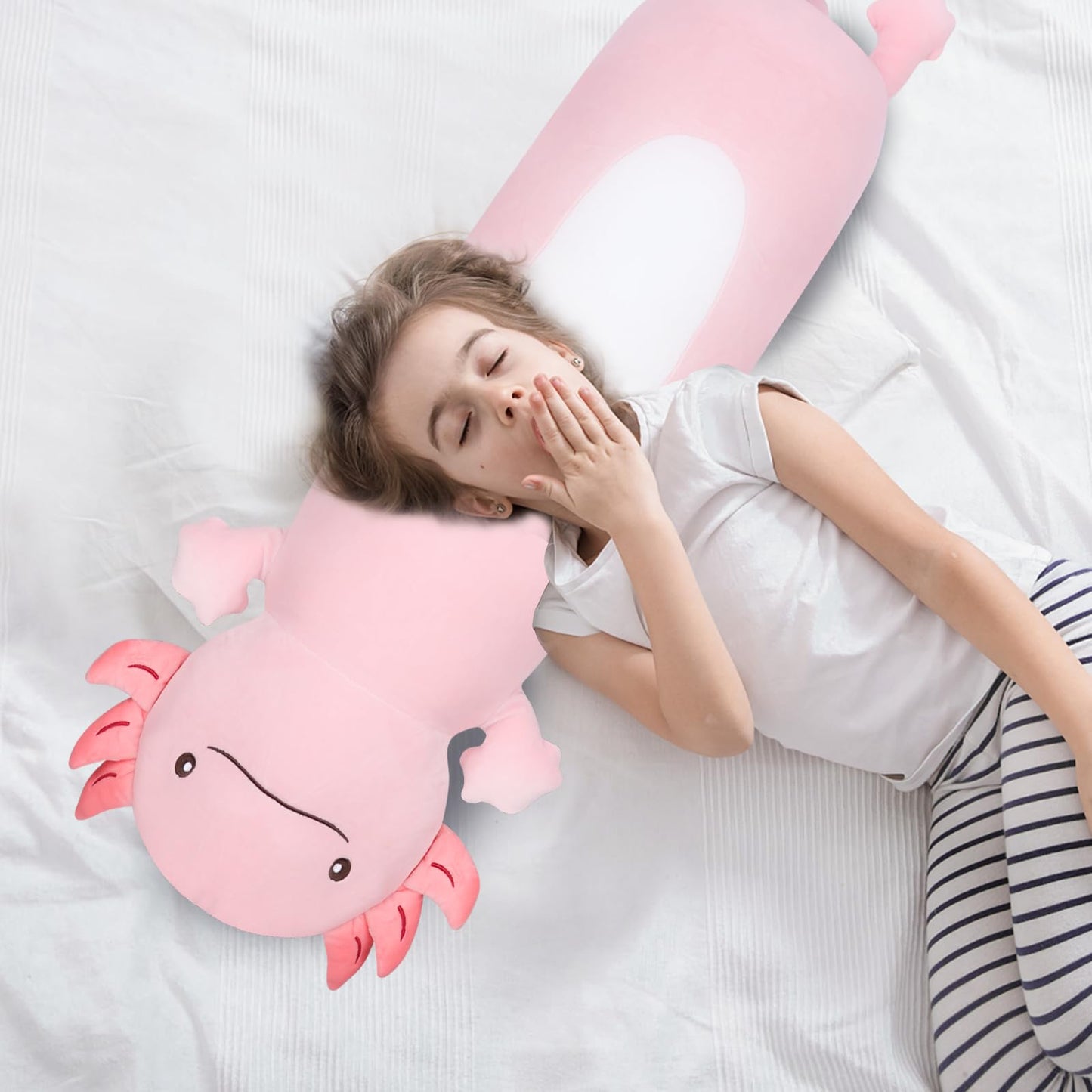 Dalmao 36in Giant Pink Axolotl Plush Pillow – Soft, Cuddly Comfort