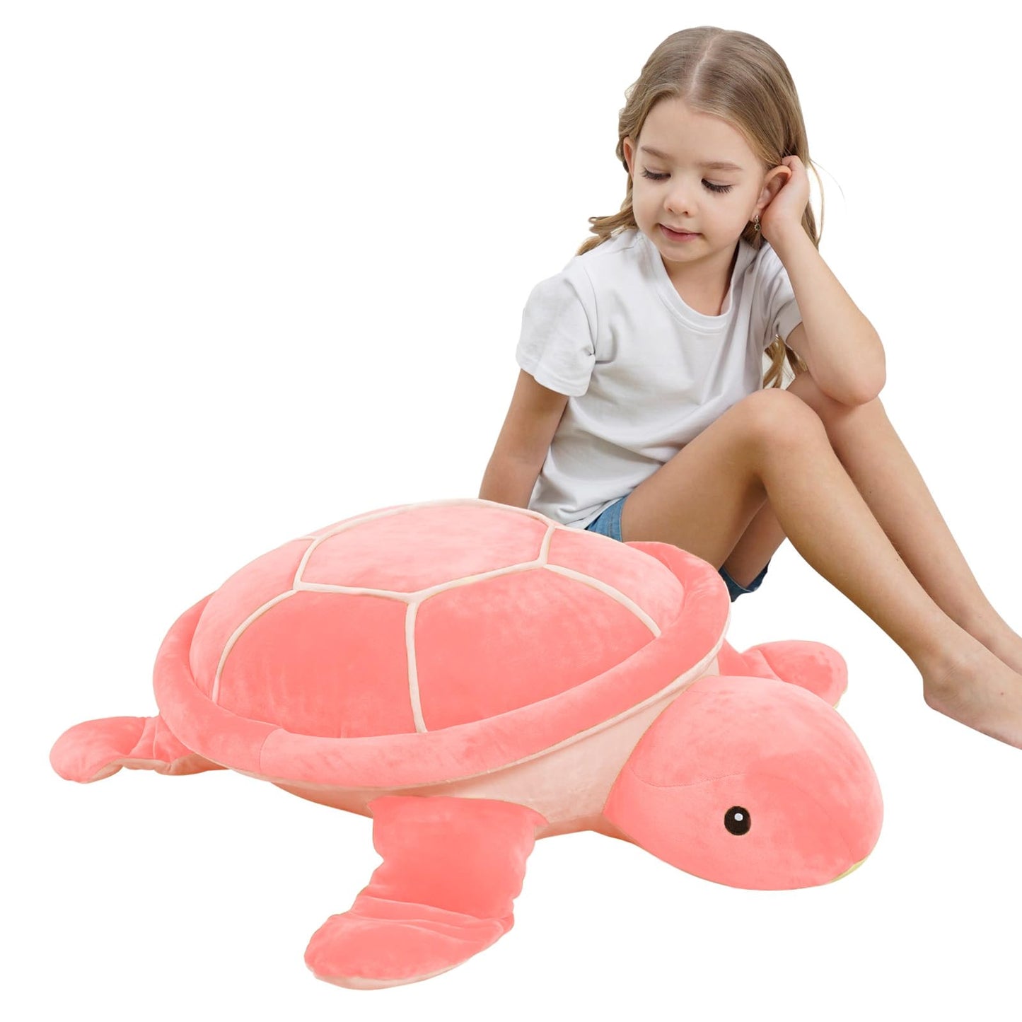 Dalmao 28-Inch Pink Sea Turtle Plush - Extra-Large Turtle Stuffed Toy for Hugs & Comfort