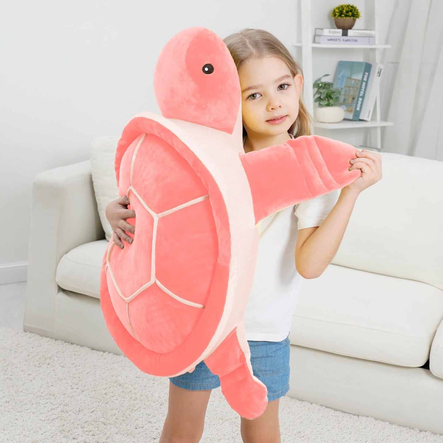 Dalmao 28-Inch Pink Sea Turtle Plush - Extra-Large Turtle Stuffed Toy for Hugs & Comfort