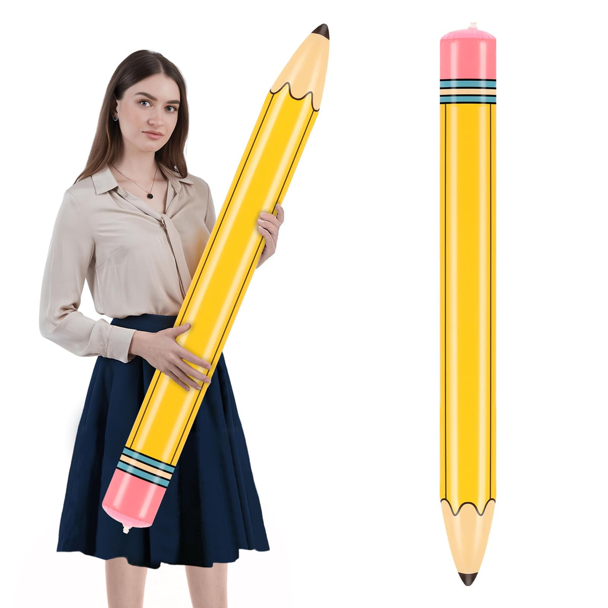 Dalycro 43-Inch Inflatable Pencil Giant – Colorful Inflatable Crayons, Party Decor (Yellow, 43in)
