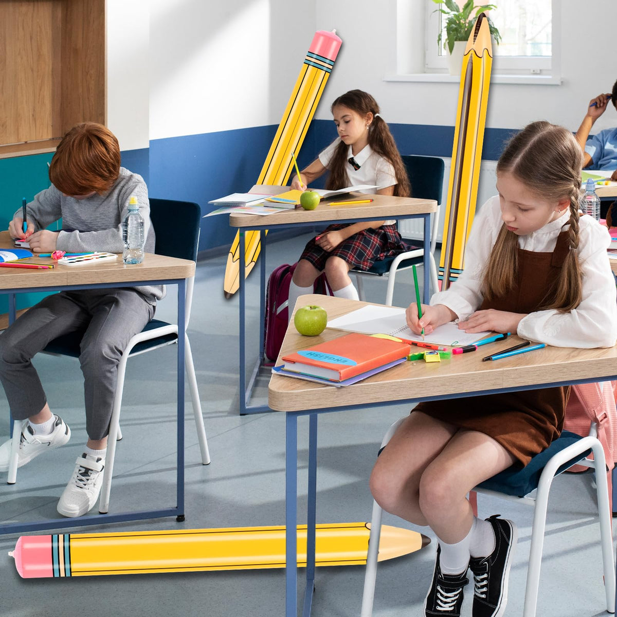 Dalycro 43-Inch Inflatable Pencil Giant – Colorful Inflatable Crayons, Party Decor (Yellow, 43in)